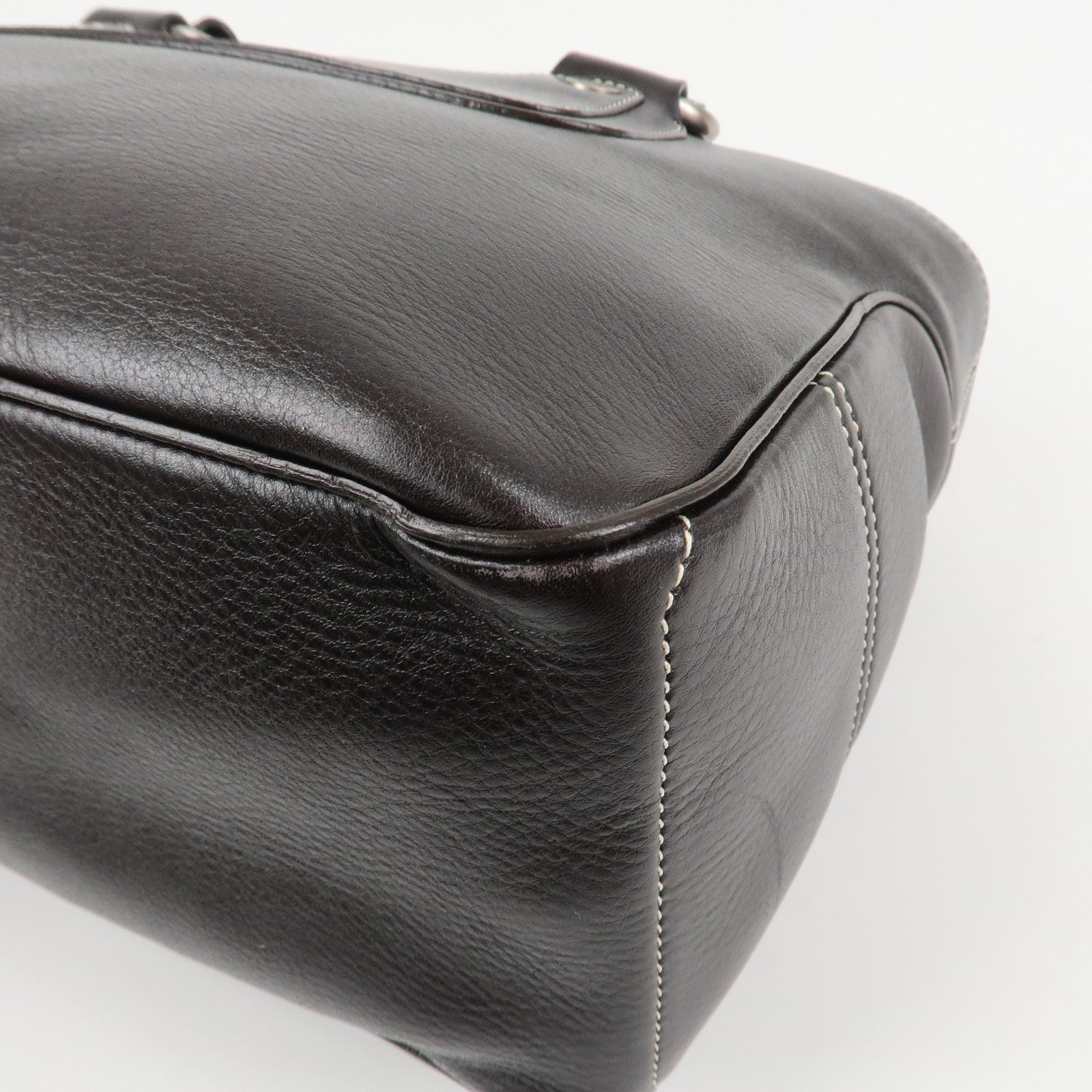 CELINE Leather Boogie Bag Hand Bag Tote Bag Dark Brown Used