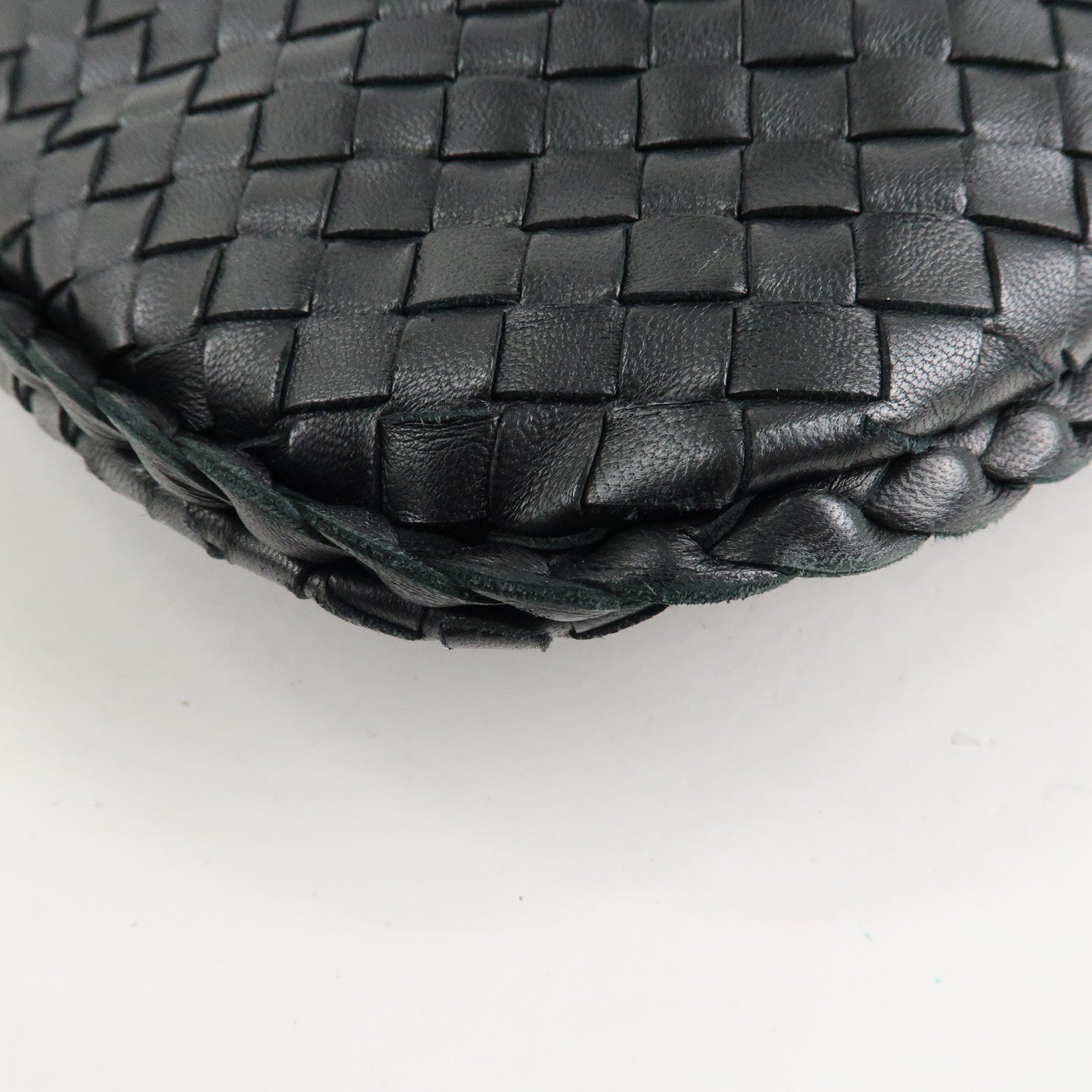 BOTTEGA VENETA Hobo Intrecciato Leather Shoulder Bag Black 115653 Used