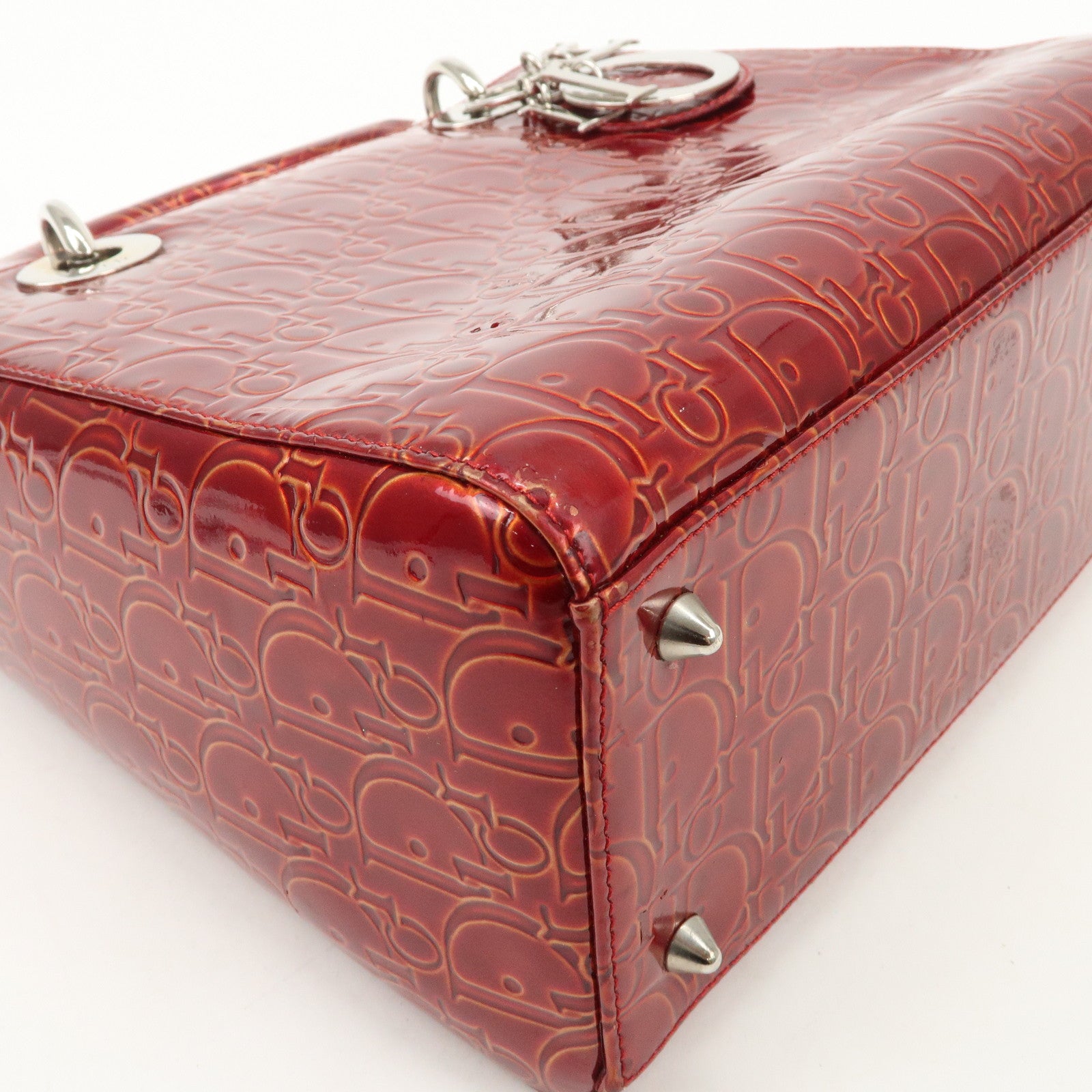 Christian Dior Trotter Lady Dior Patent Leather Hand Bag MA-0091 Used