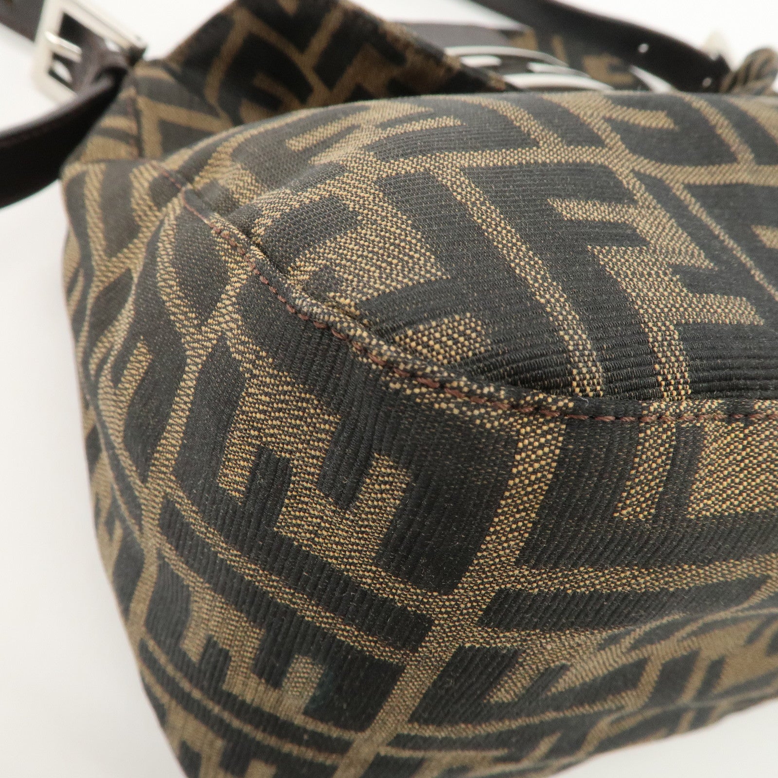 FENDI Zucca Canvas Leather Shoulder Bag Hand Bag 26423Used F/S Used