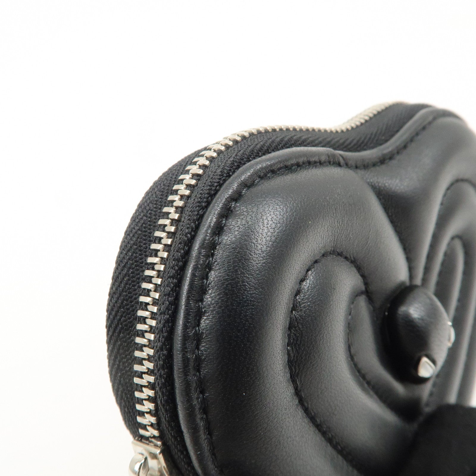 BVLGARI Leather AMBUSH Serpenti Heart Zipper Coin Case Black Used