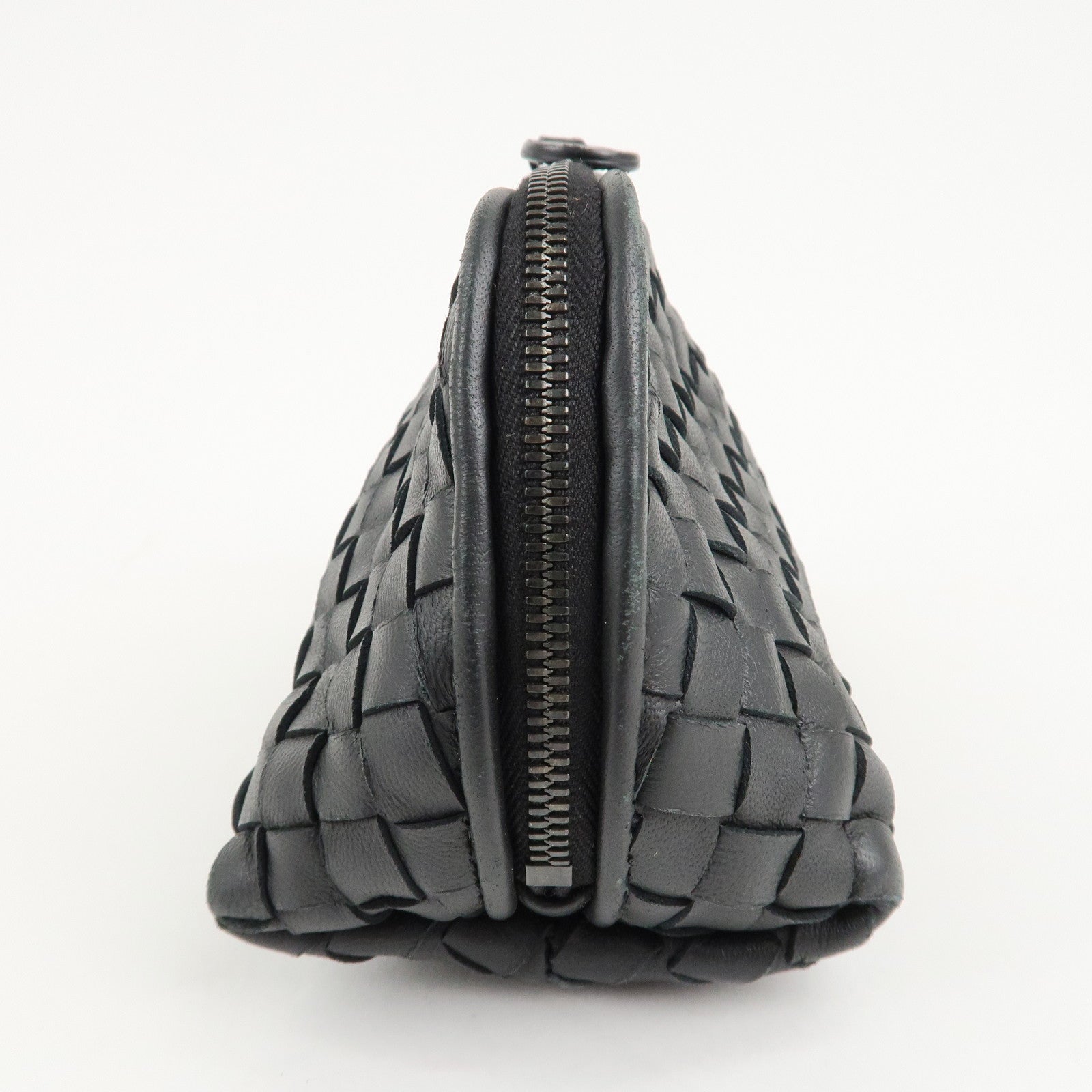 BOTTEGA VENETA Intrecciato Leather Pouch Cosmetic Pouch Black Used