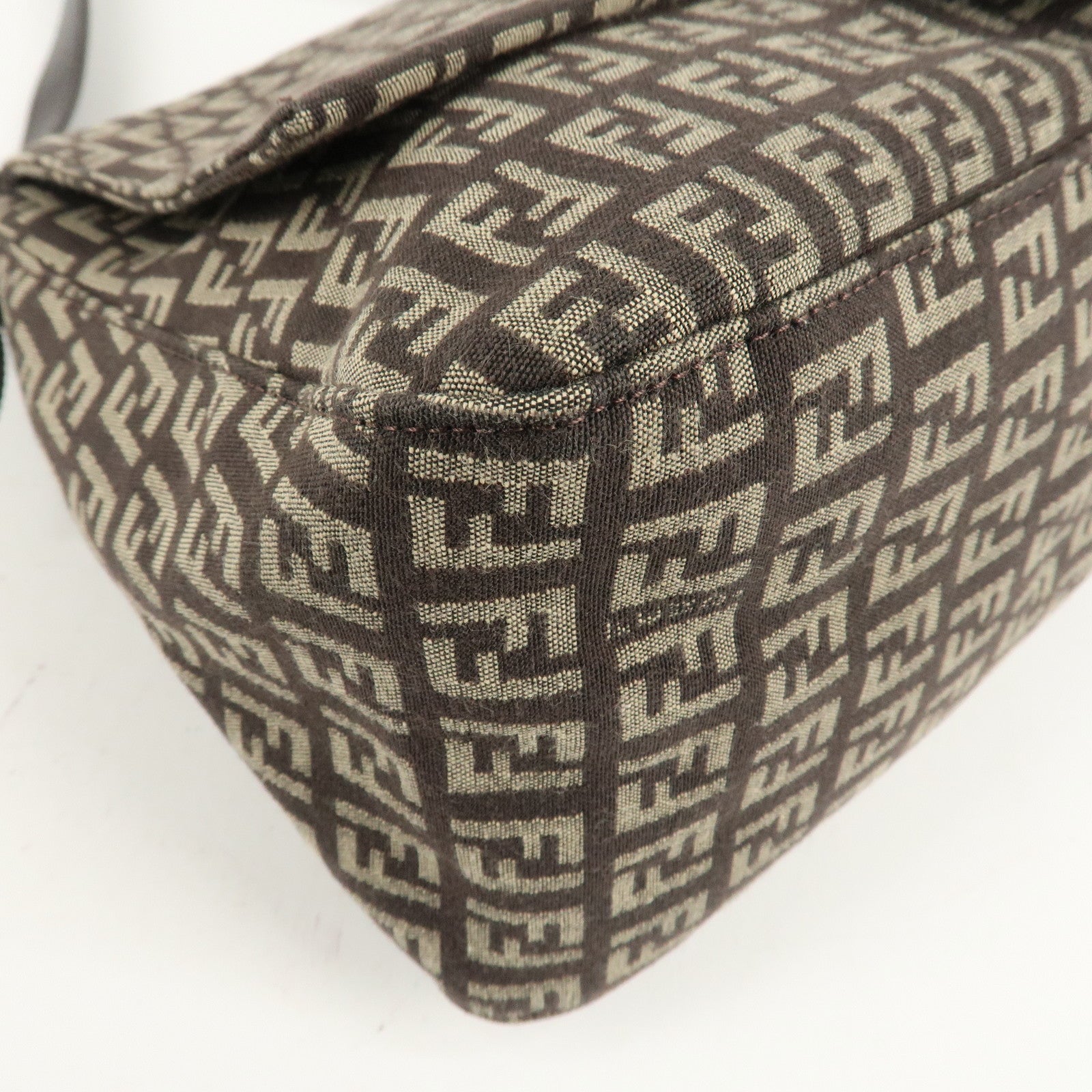 FENDI Mamma Bucket Zucchino Canvas Leather Shoulder Bag 8BR001 Used