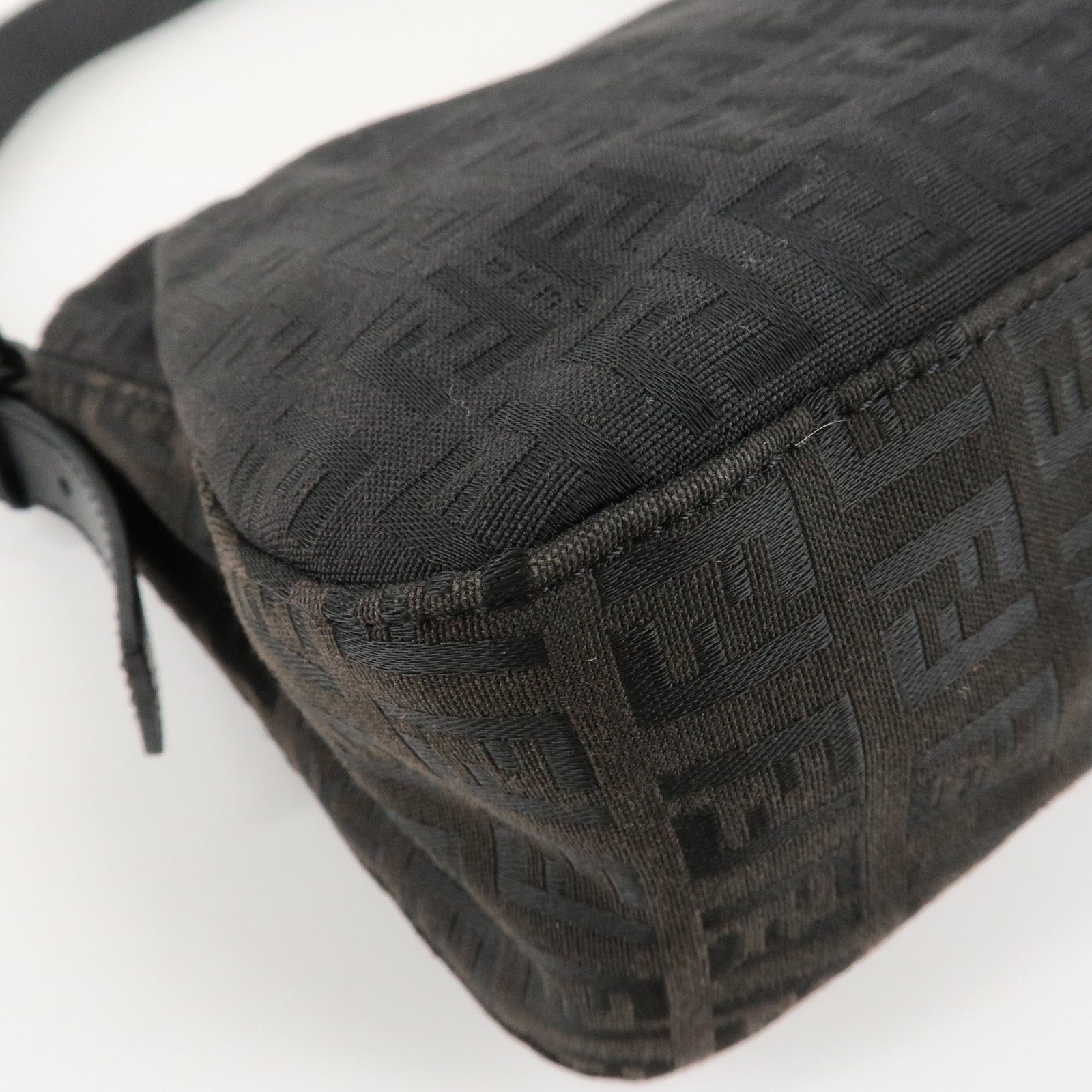 FENDI Mamma Baguette Zucchino Canvas Leather Shoulder Bag 8BR003 Used