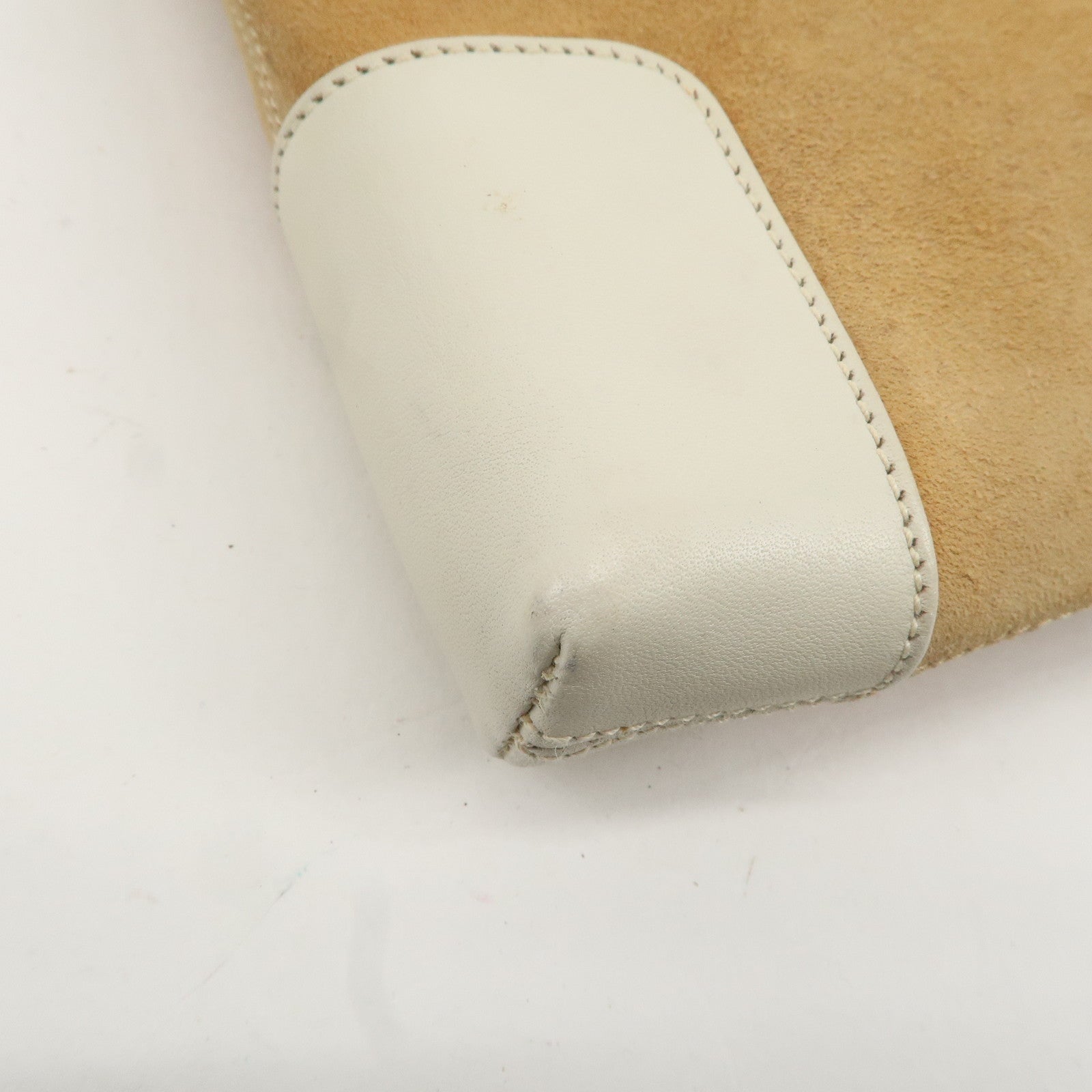 LOEWE Anagram Suede Leather Shoulder Bag Beige Ivory Used