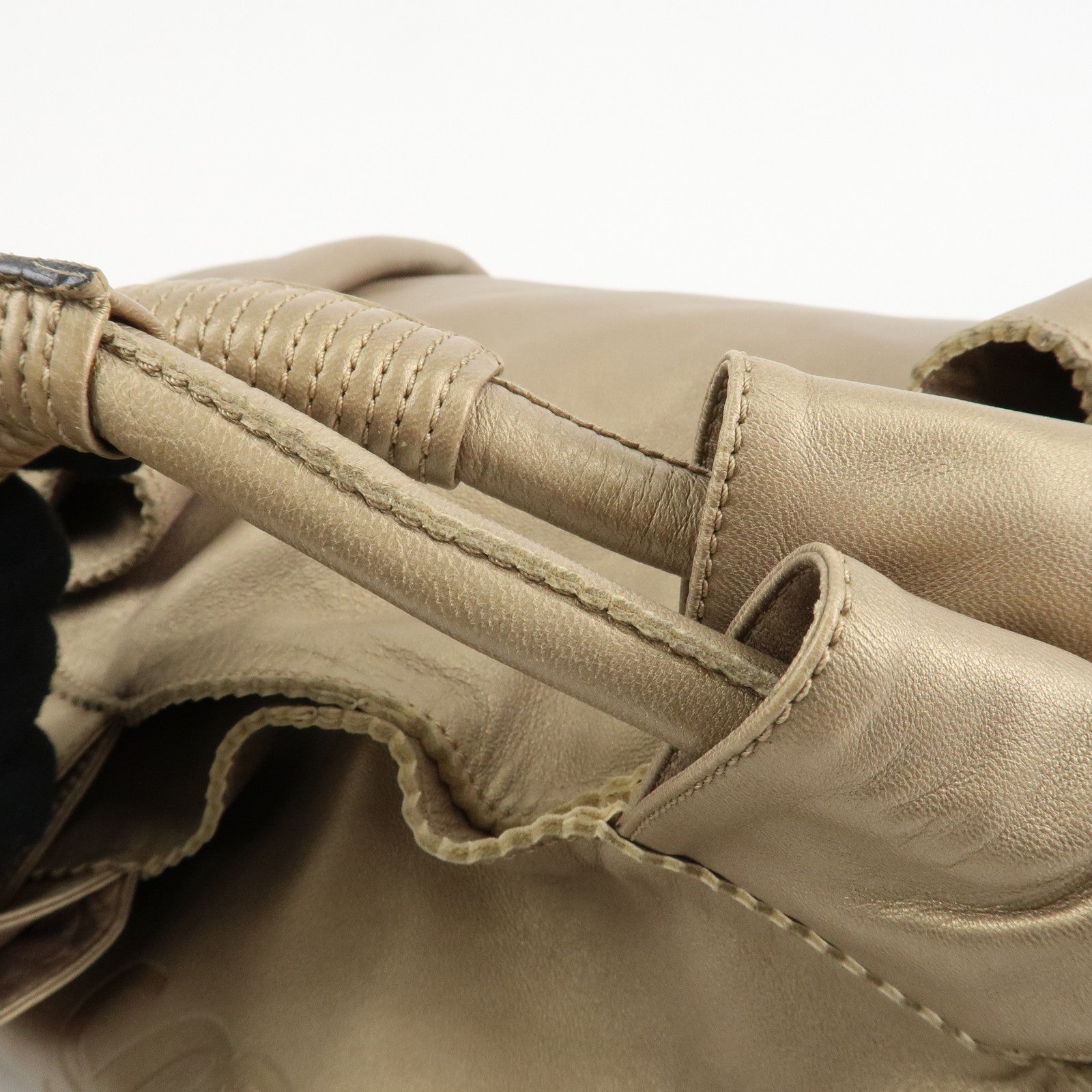 LOEWE Anagram Leather Nappa Aire Hand Bag Gold Used