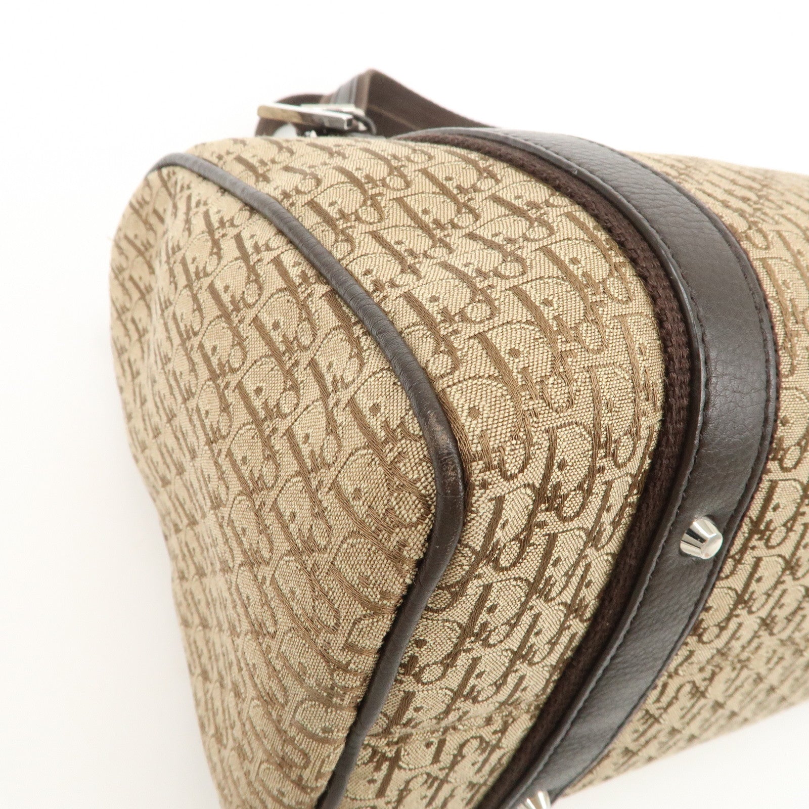 Christian Dior Trotter Canvas Leather Mini Boston Bag Beige Used