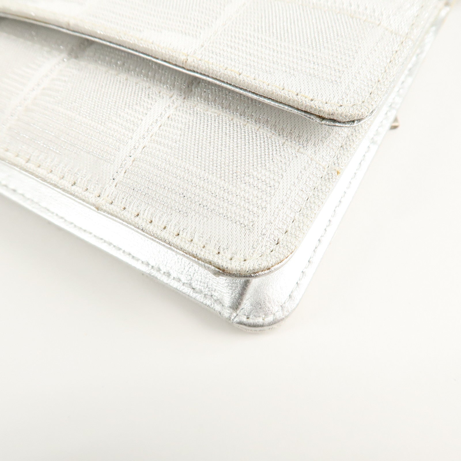 Chanel New Travel Line Nylon Jacquard Leather Chain Wallet A15772 Used