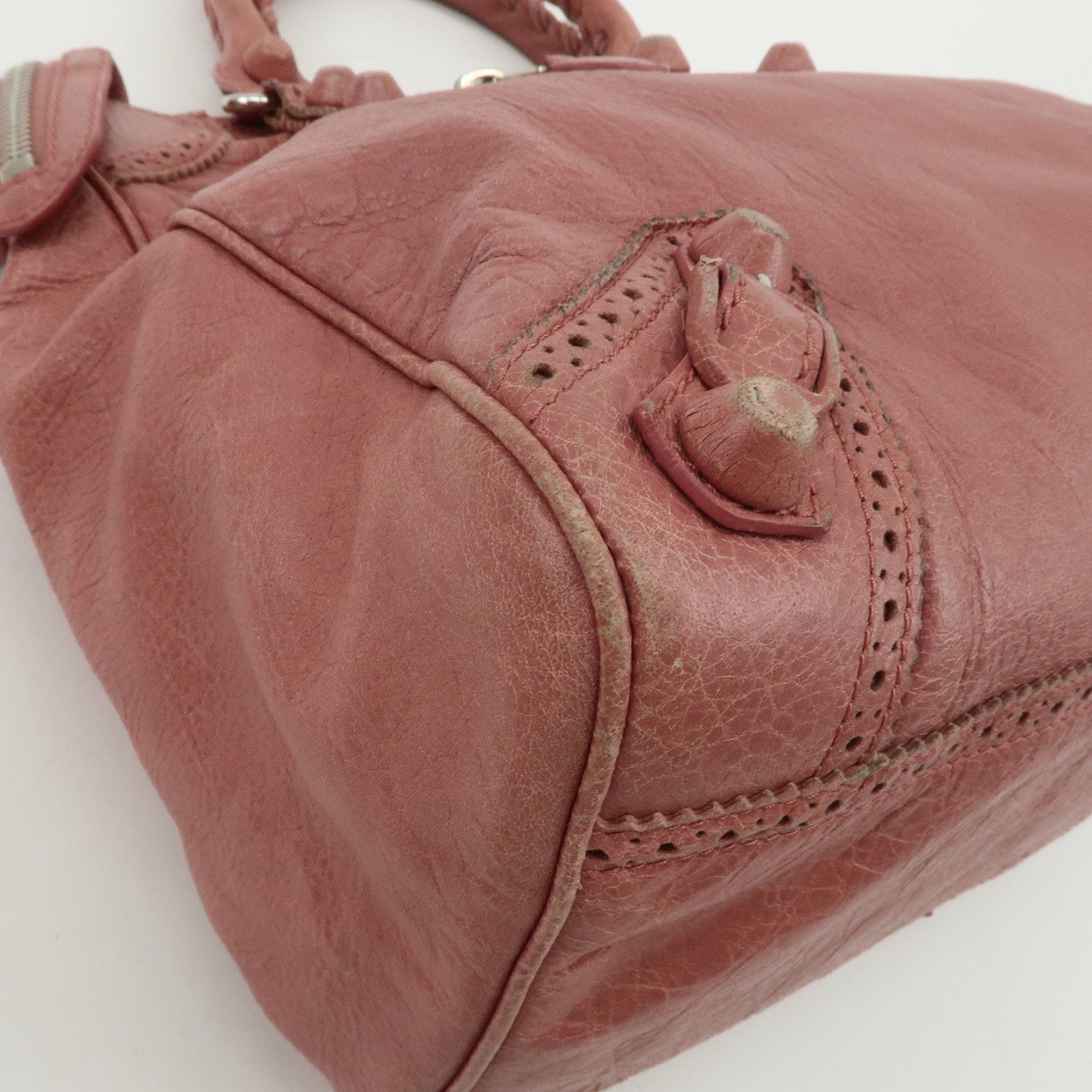 BALENCIAGA Leather Giant Velo 2Way Bag Hand Bag Pink 258045 Used