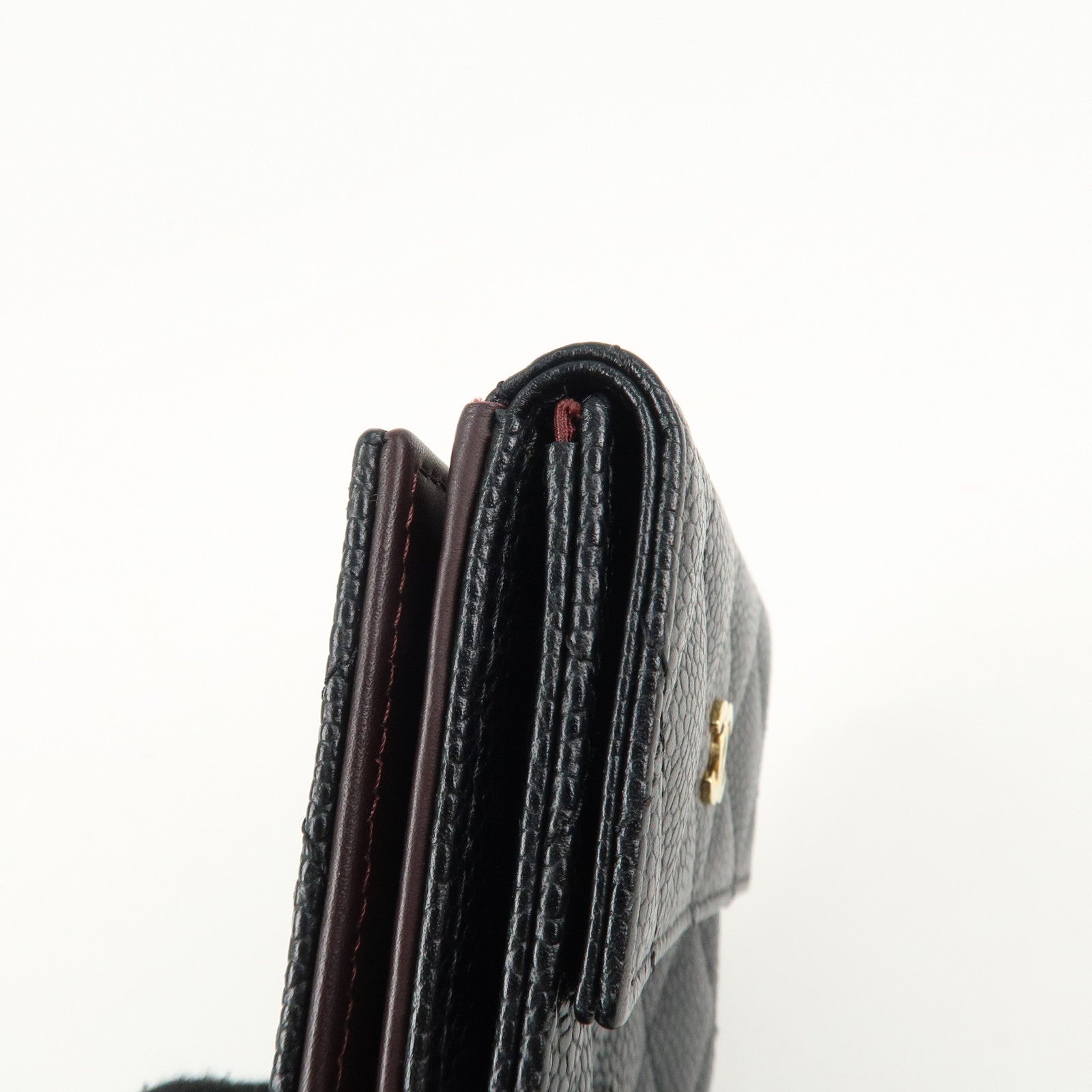 CHANEL Matelasse Cavier Skin W Hook Wallet Black A48980 Used