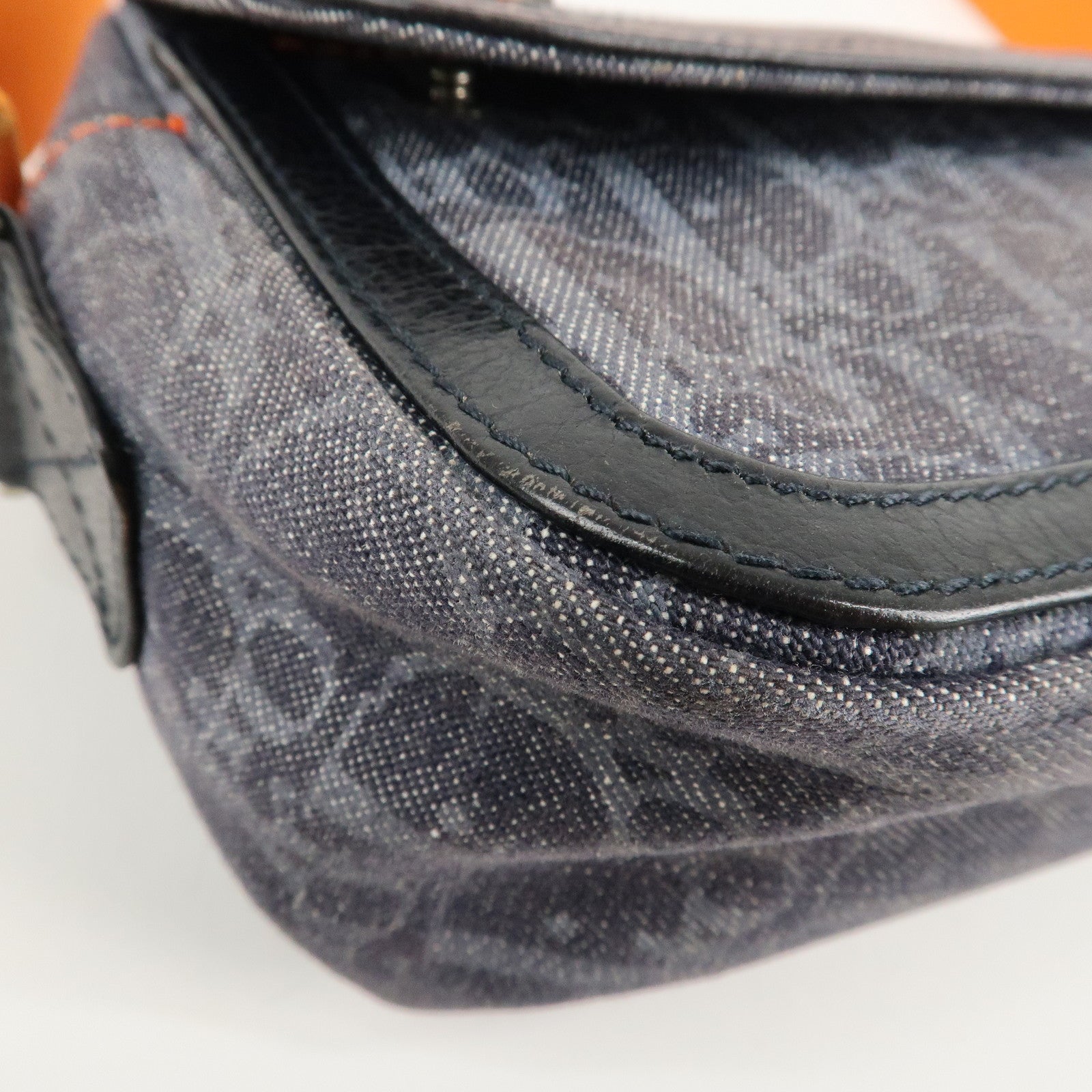 Christian Dior Trotter Flight Line Denim Leather Shoulder Bag Used