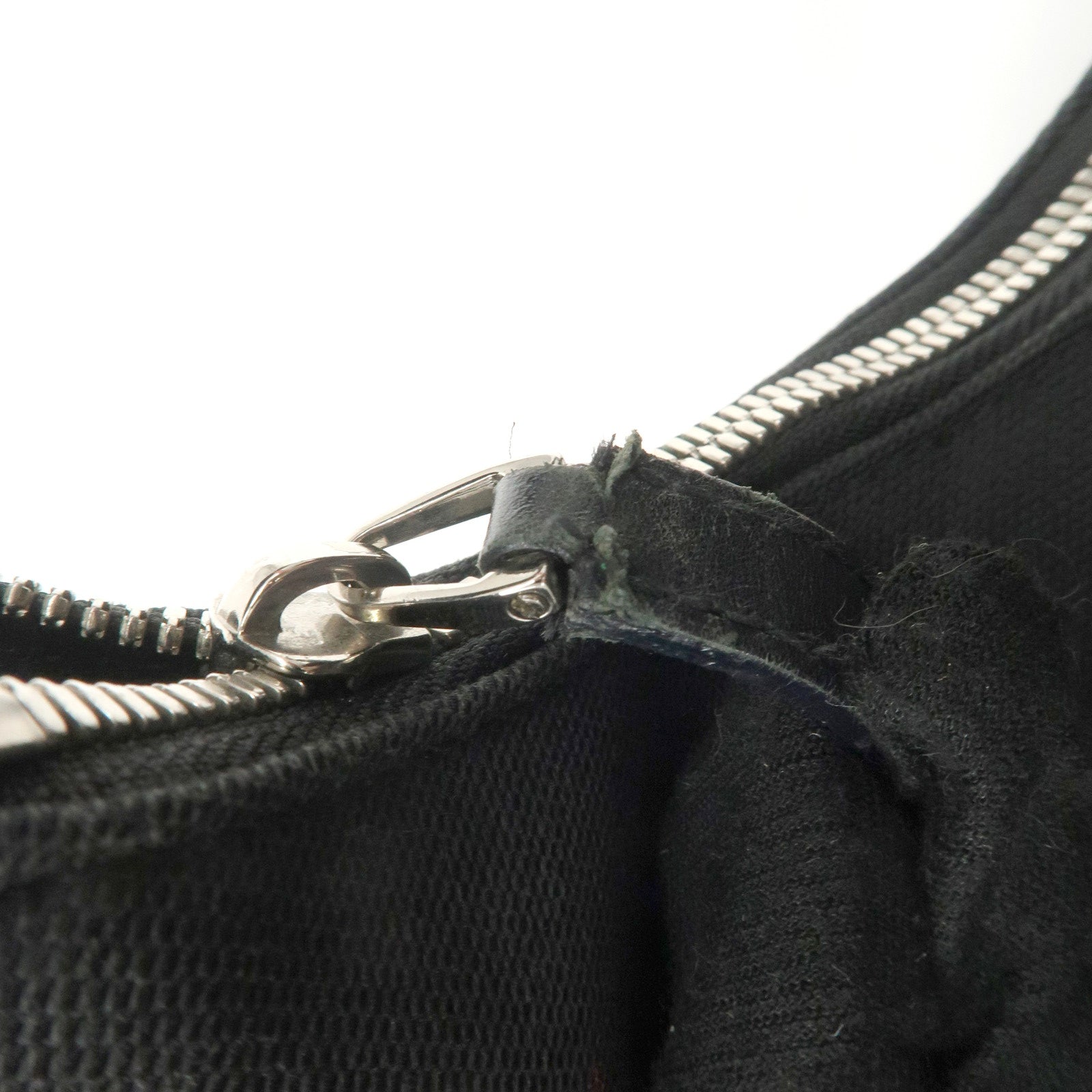 GUCCI Interlocking G Canvas Leather One Shoulder Bag Black 114869 Used