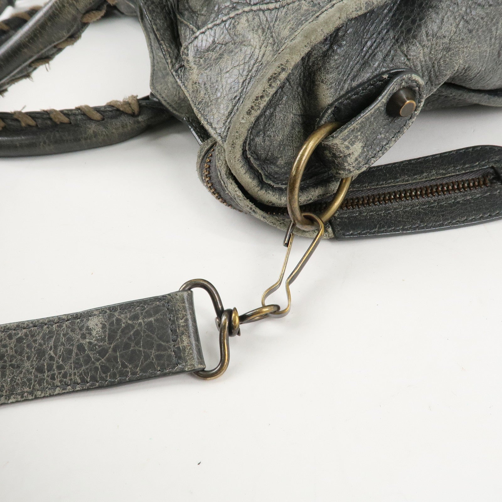 BALENCIAGA The City Leather 2Way Shoulder Bag Gray 115748 Used