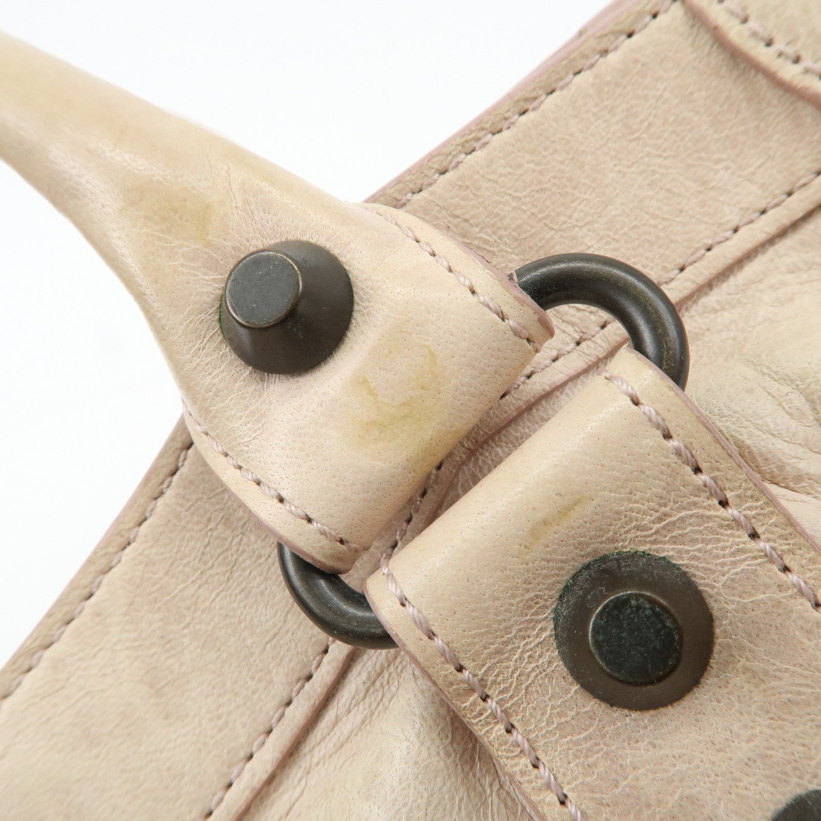 BALENCIAGA The City Leather 2Way Shoulder Bag Beige 115748 Used