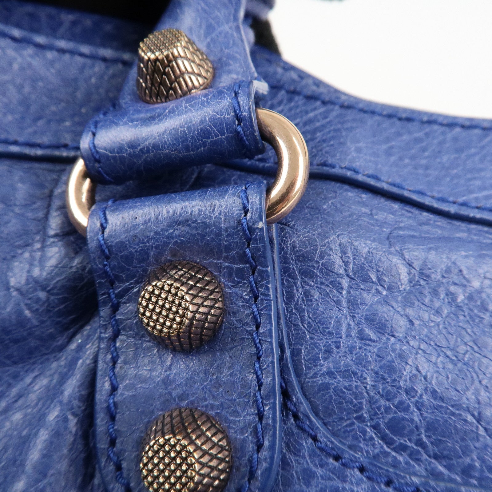 BALENCIAGA The Giant City Leather 2Way Hand Bag Blue 281770 Used