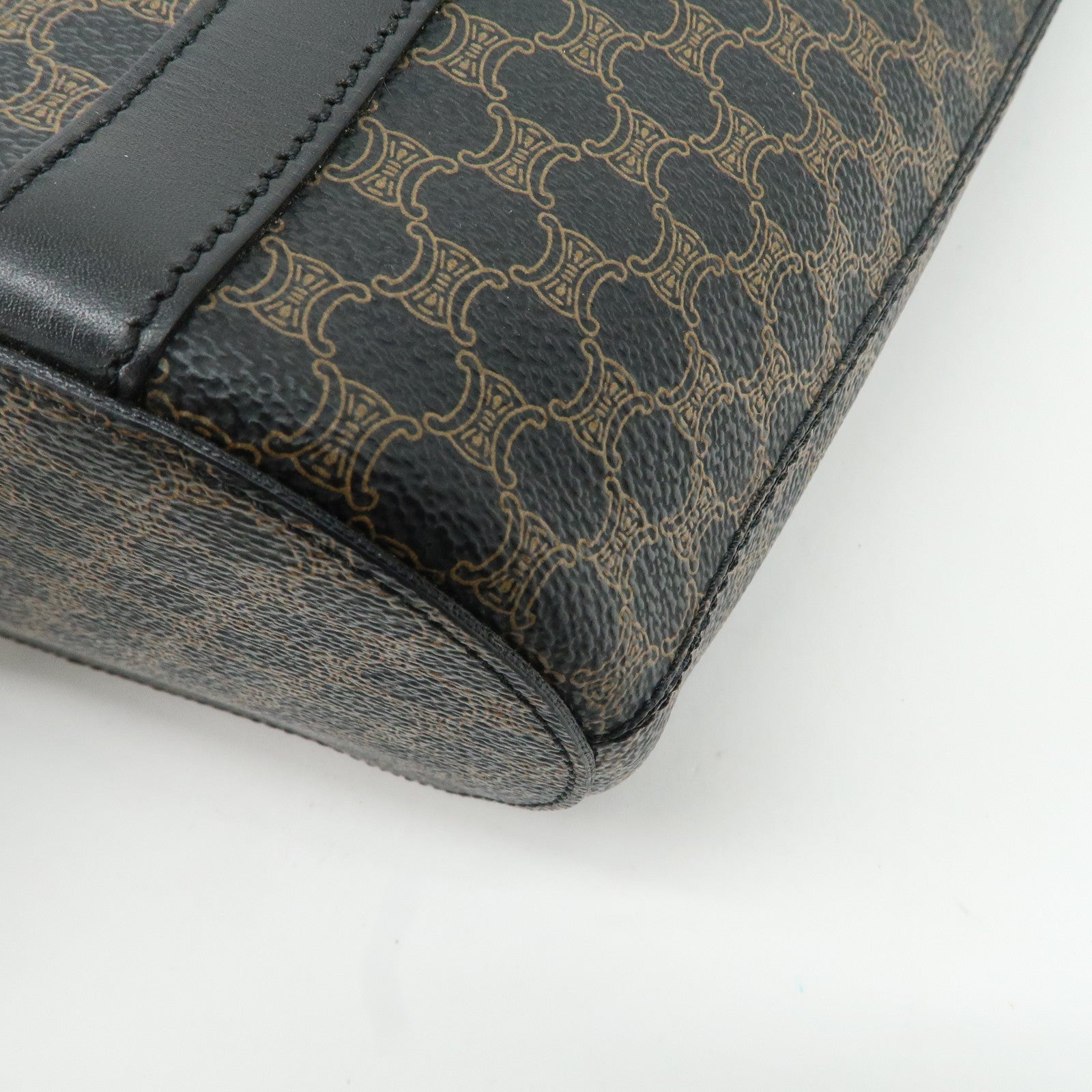 CELINE Macadam PVC Leather Tote Bag Shoulder Bag Brown Black Used