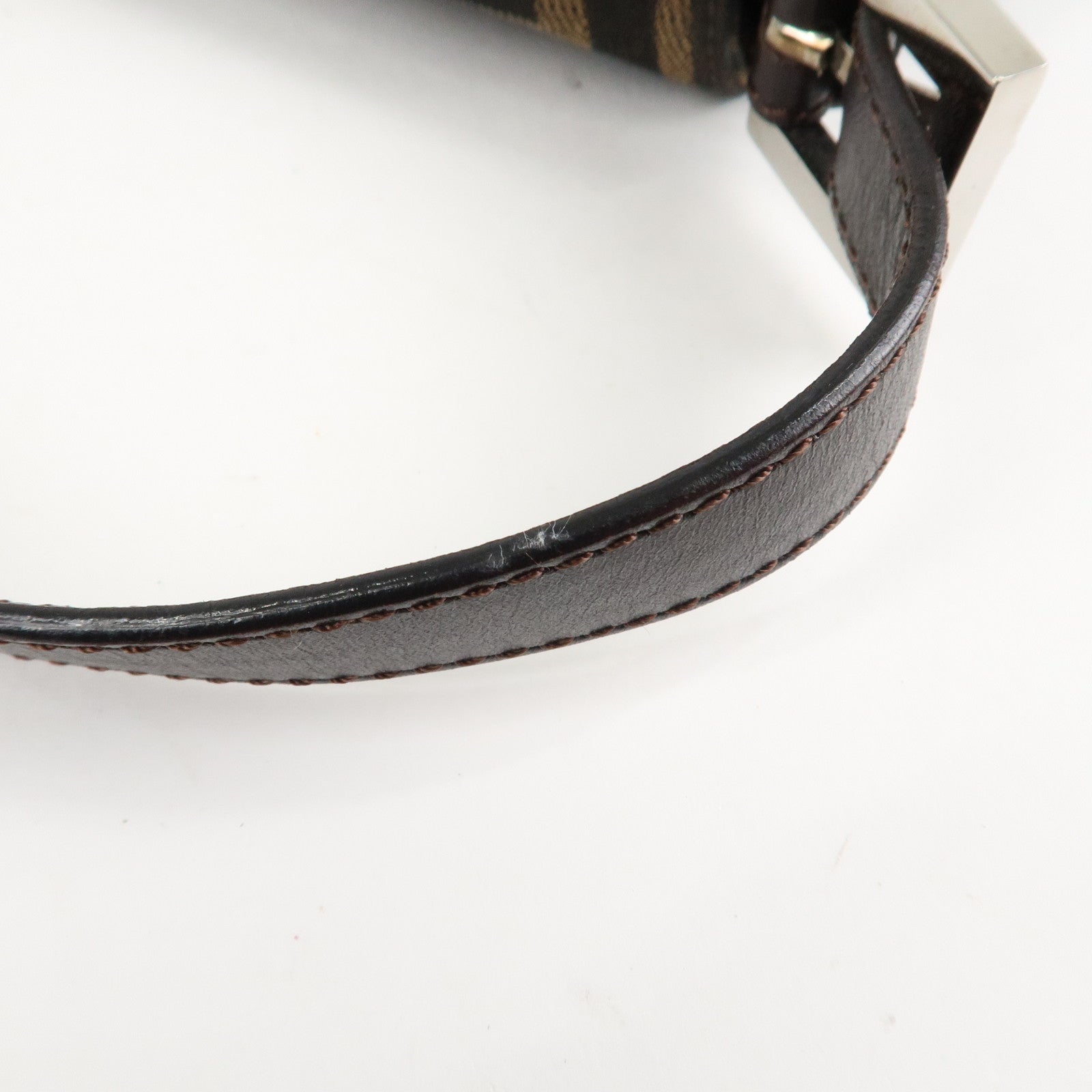 FENDI Mamma Baguette Zucca Canvas Shoulder Bag Brown Black 26424 Used