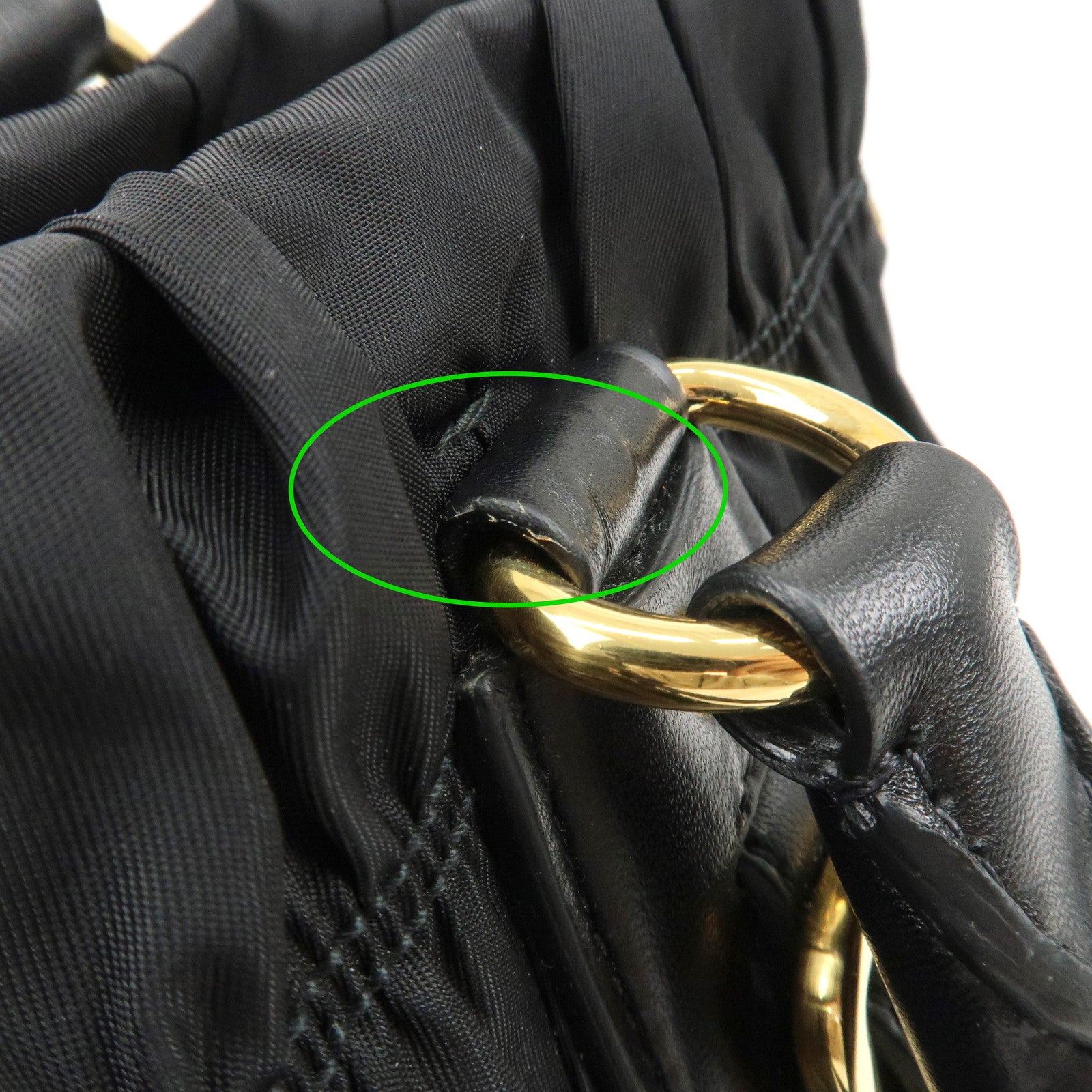 PRADA Logo Nylon Leather 2Way Bag Hand Bag Black NERO BN1407 Used