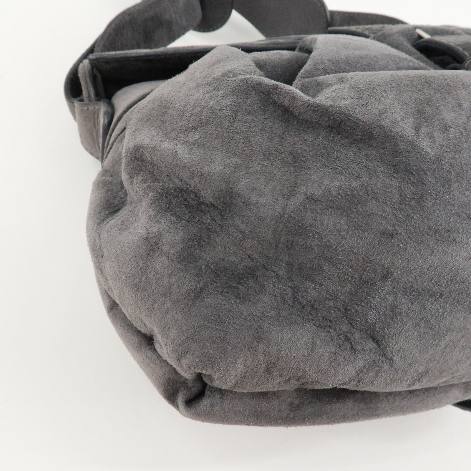 LOEWE Anagram Suede Leather Shoulder Bag Hand Bag Gray Used