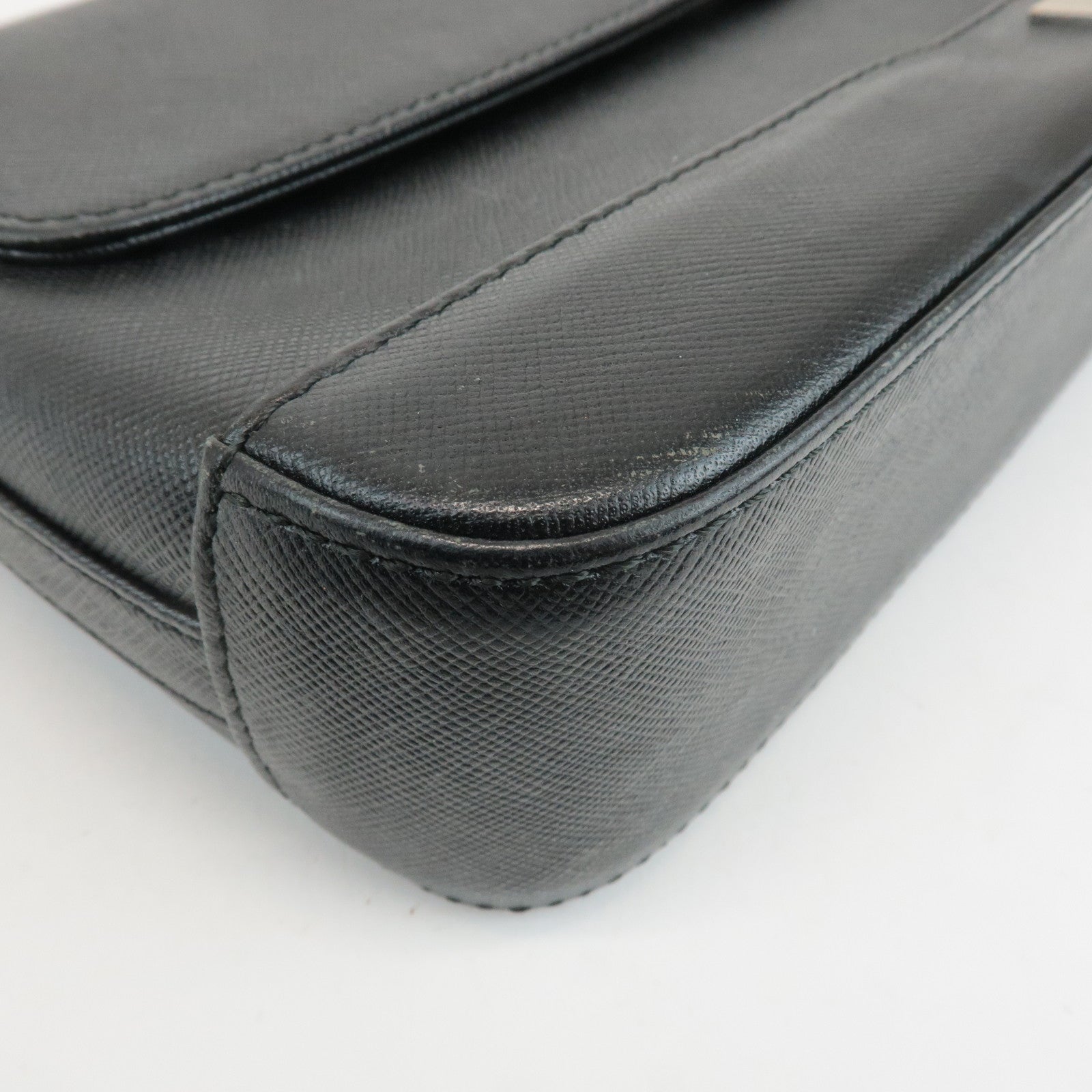 BURBERRY Leather Shoulder Bag Hand Bag Black Silver Hardware Used