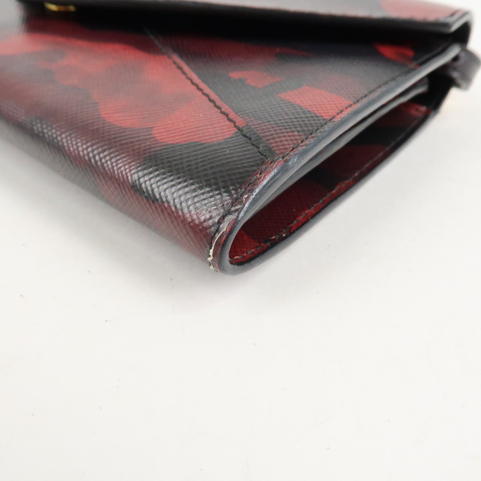 PRADA Saffiano Leather Shoulder Long Wallet Camouflage 1M1437 Used