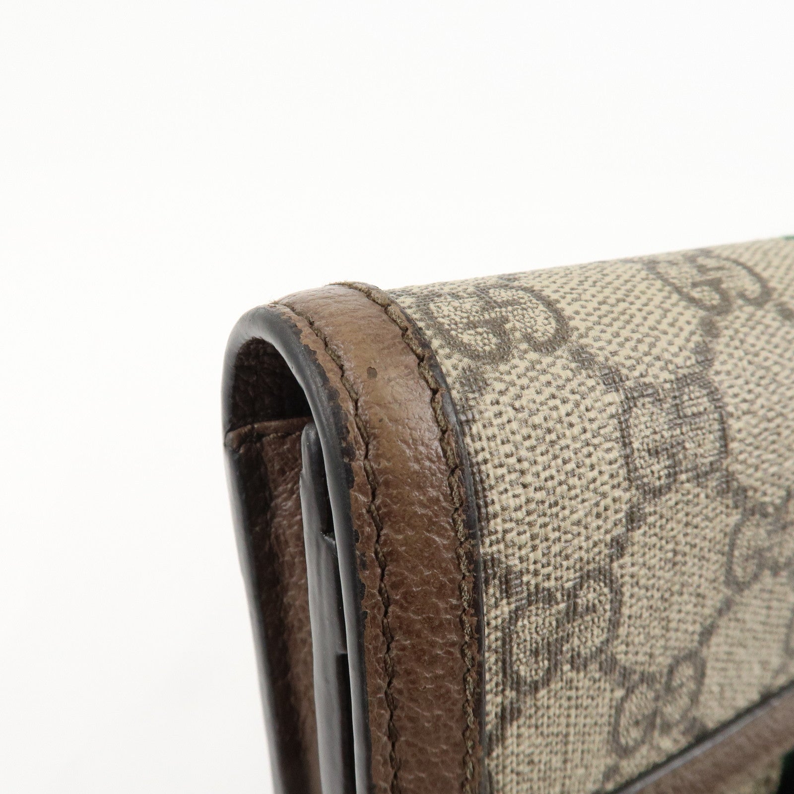 GUCCI Ophidia Sherry GG Supreme Leather Bi-fold Long Wallet 523153 Used