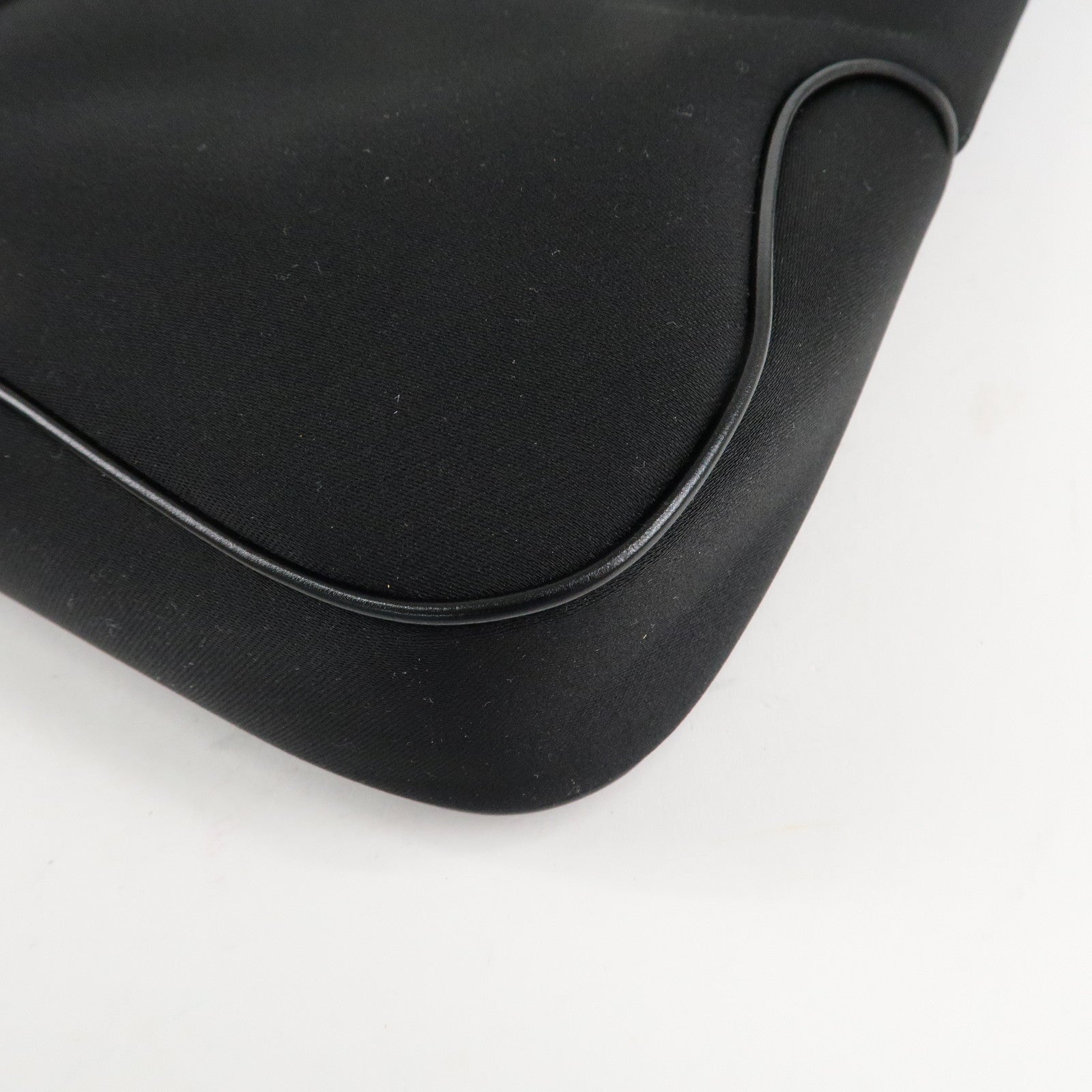 Ferragamo Nylon Leather Shoulder Bag Hand Bag Silver HDW Black Used