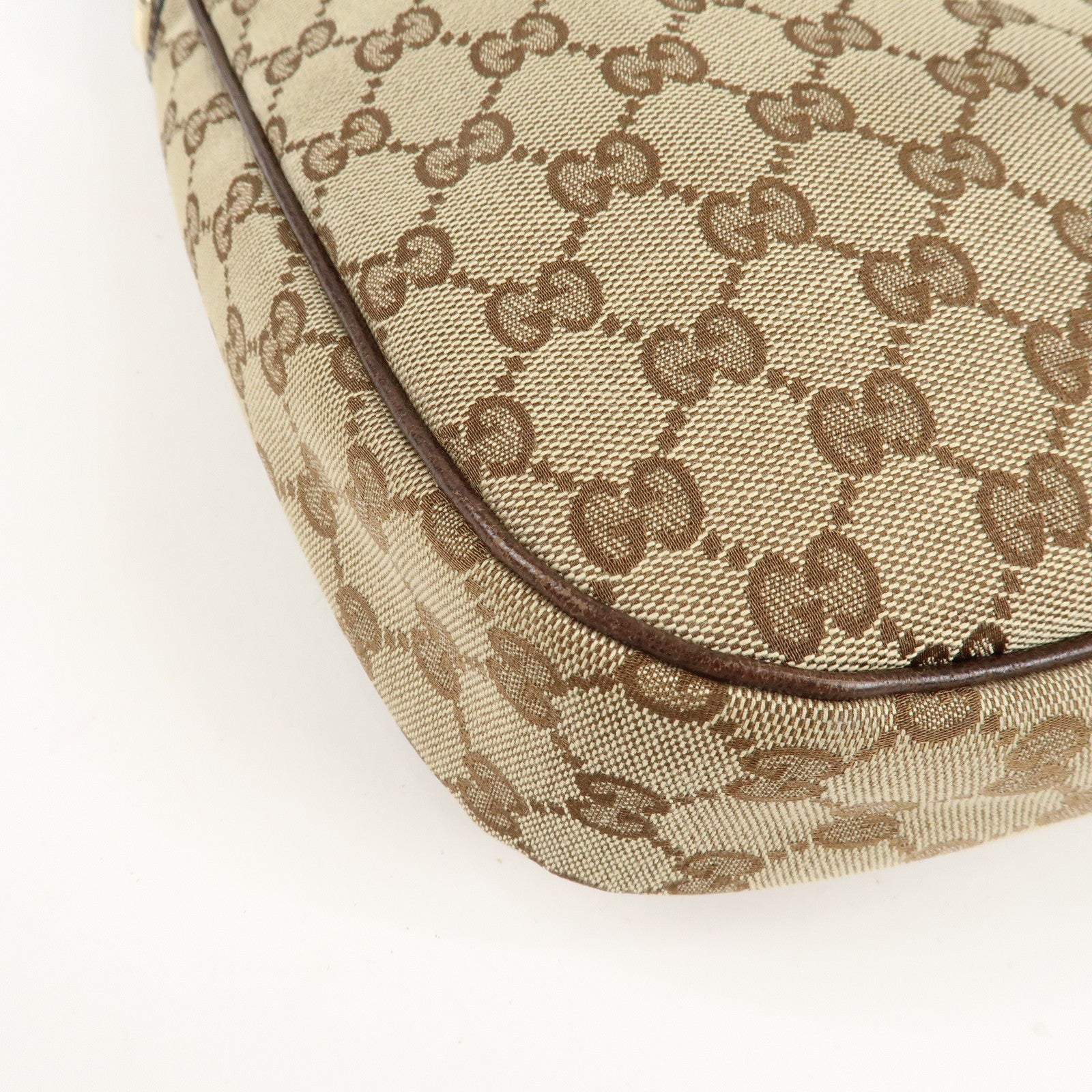 GUCCO GG canvas leather shoulder bag Beige Brown 153010 Used