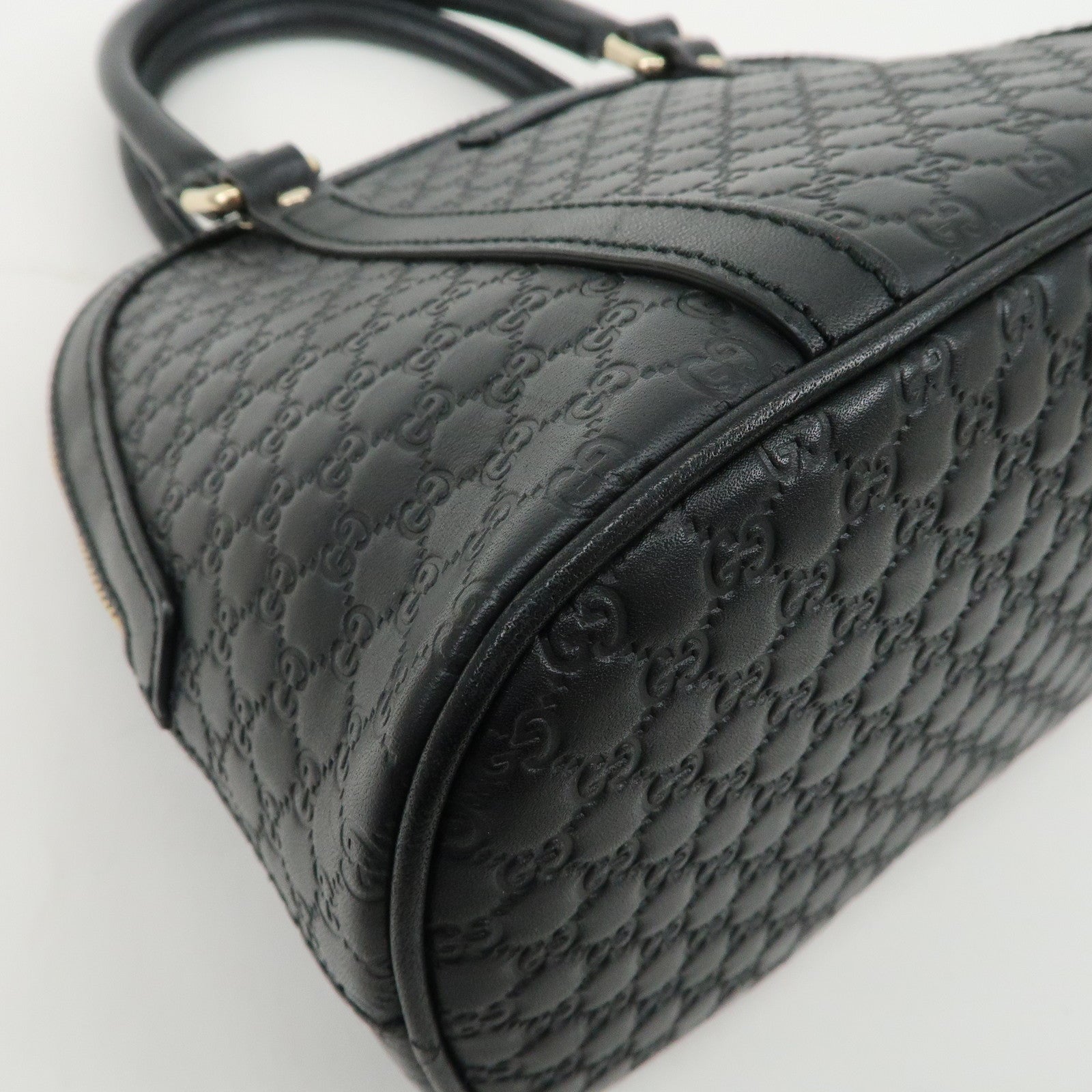 GUCCI Micro Guccissima Leather 2Way Shoulder Hand Bag Black 449654 Used