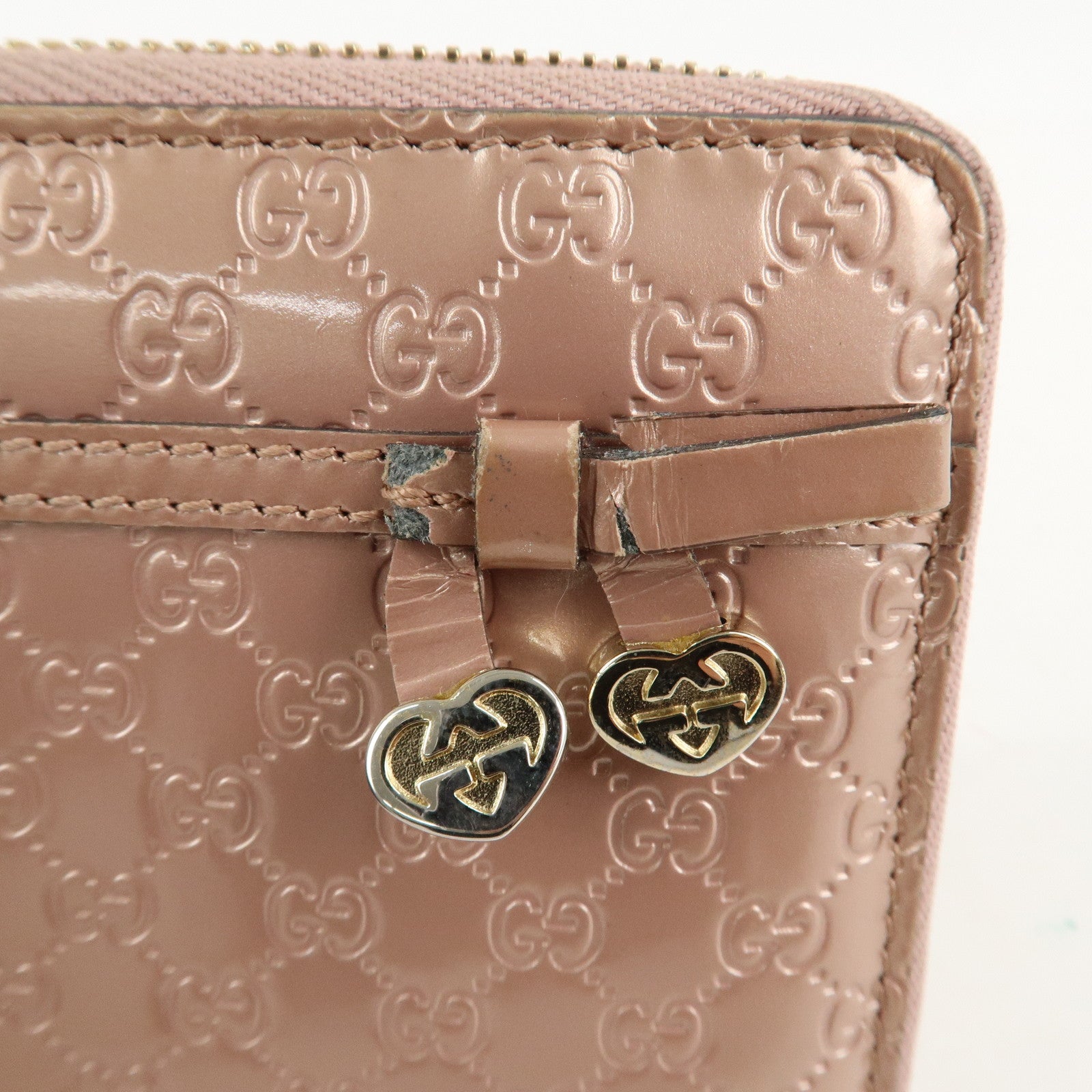 GUCCI Micro Guccissima Patent Leather Zippy Long Wallet 258406 Used