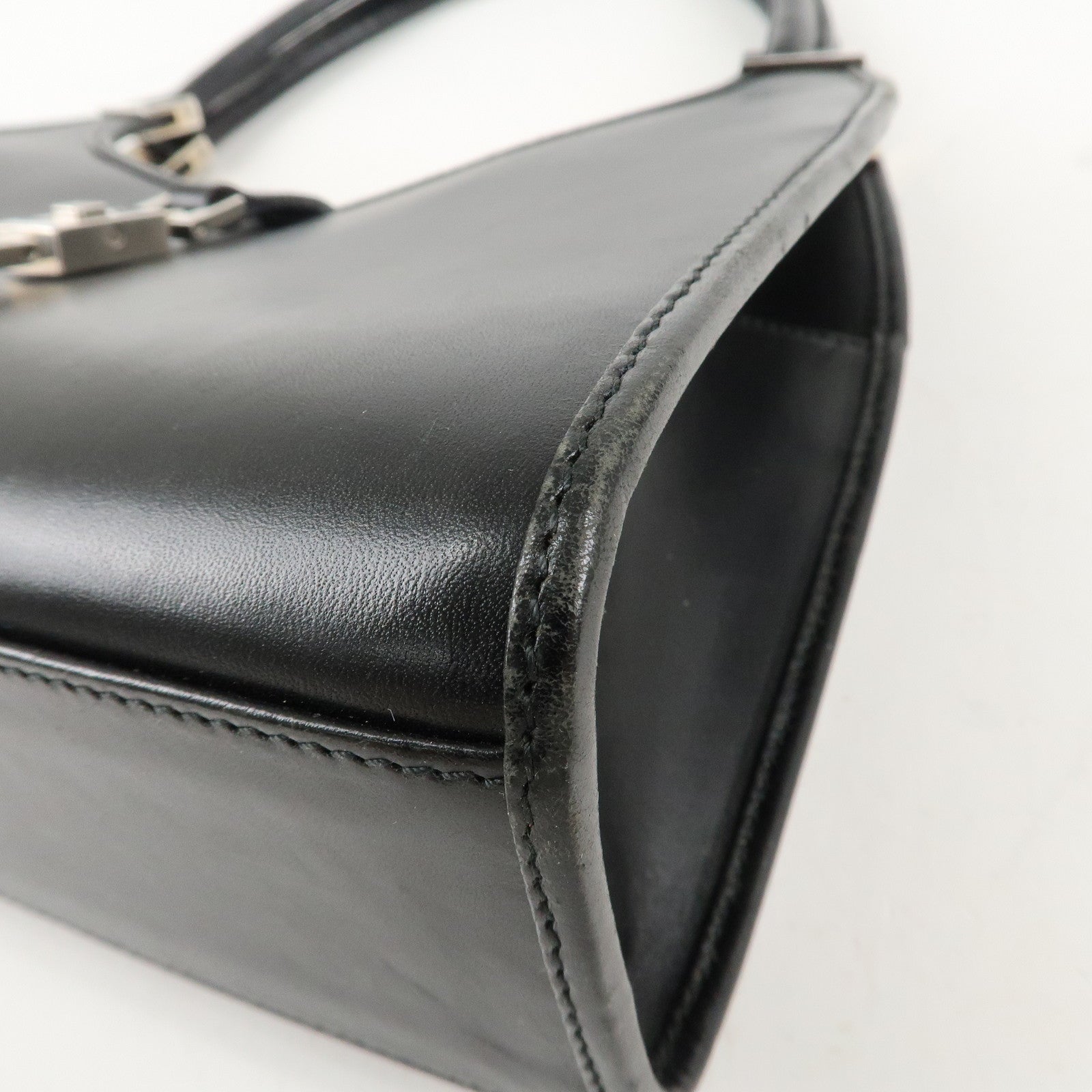 GUCCI Jackie Leather Shoulder Bag Black 002.1068 Used