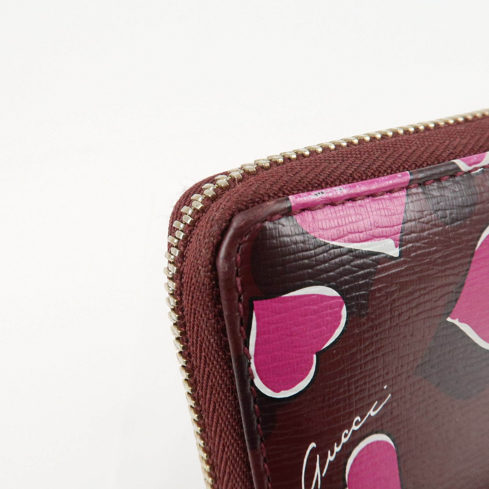 GUCCI Interlocking G Leather Long Wallet Heartbeat Print 309705 Used