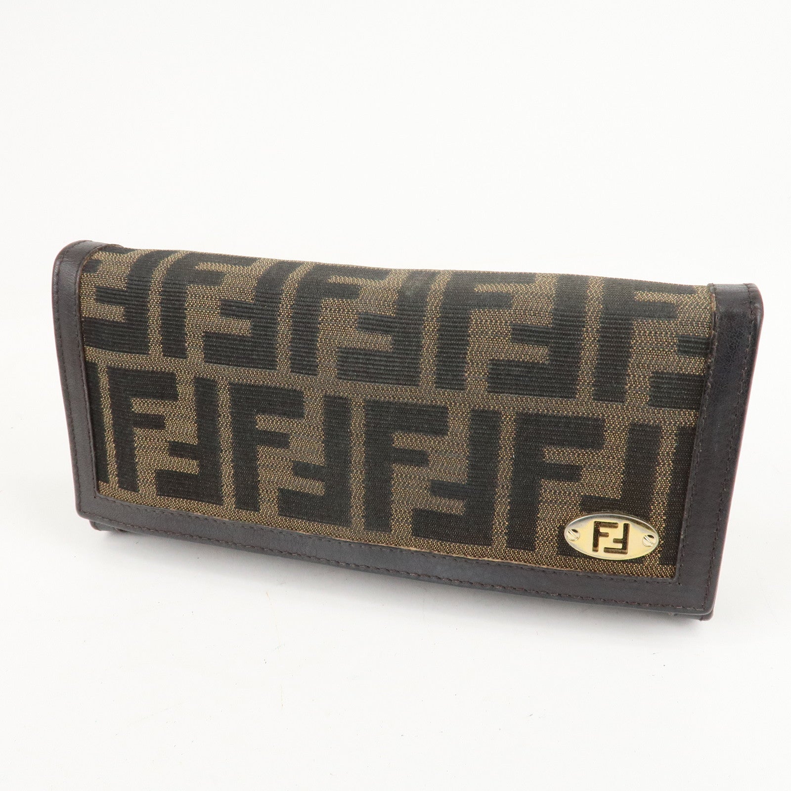 FENDI Zucca Zucchino Set of 3 Canvas Leather Wallet Used