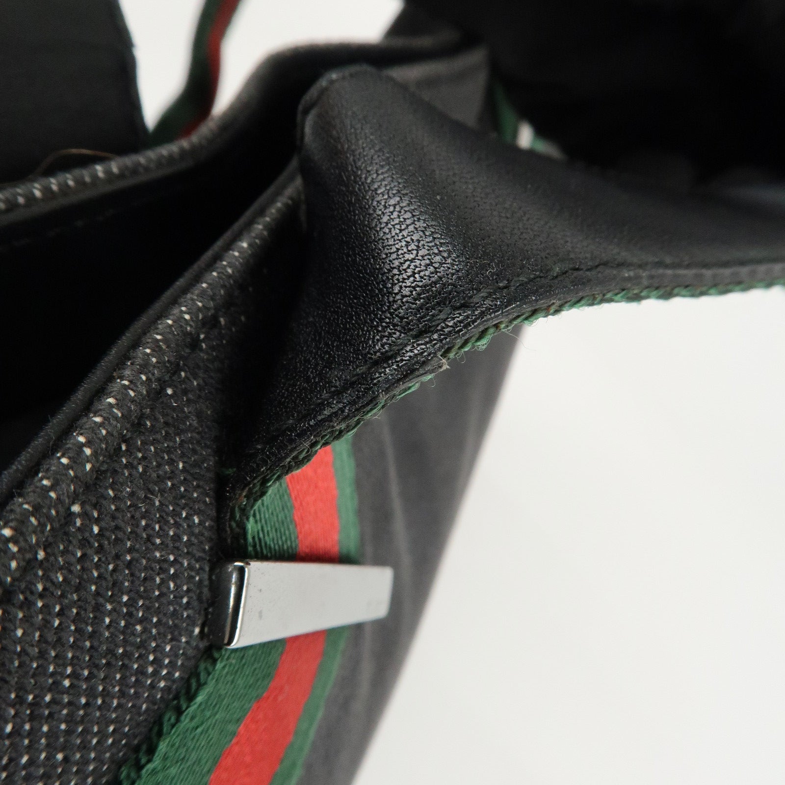 GUCCI Sherry Denim Leather Hand Bag Blue 73983 Used