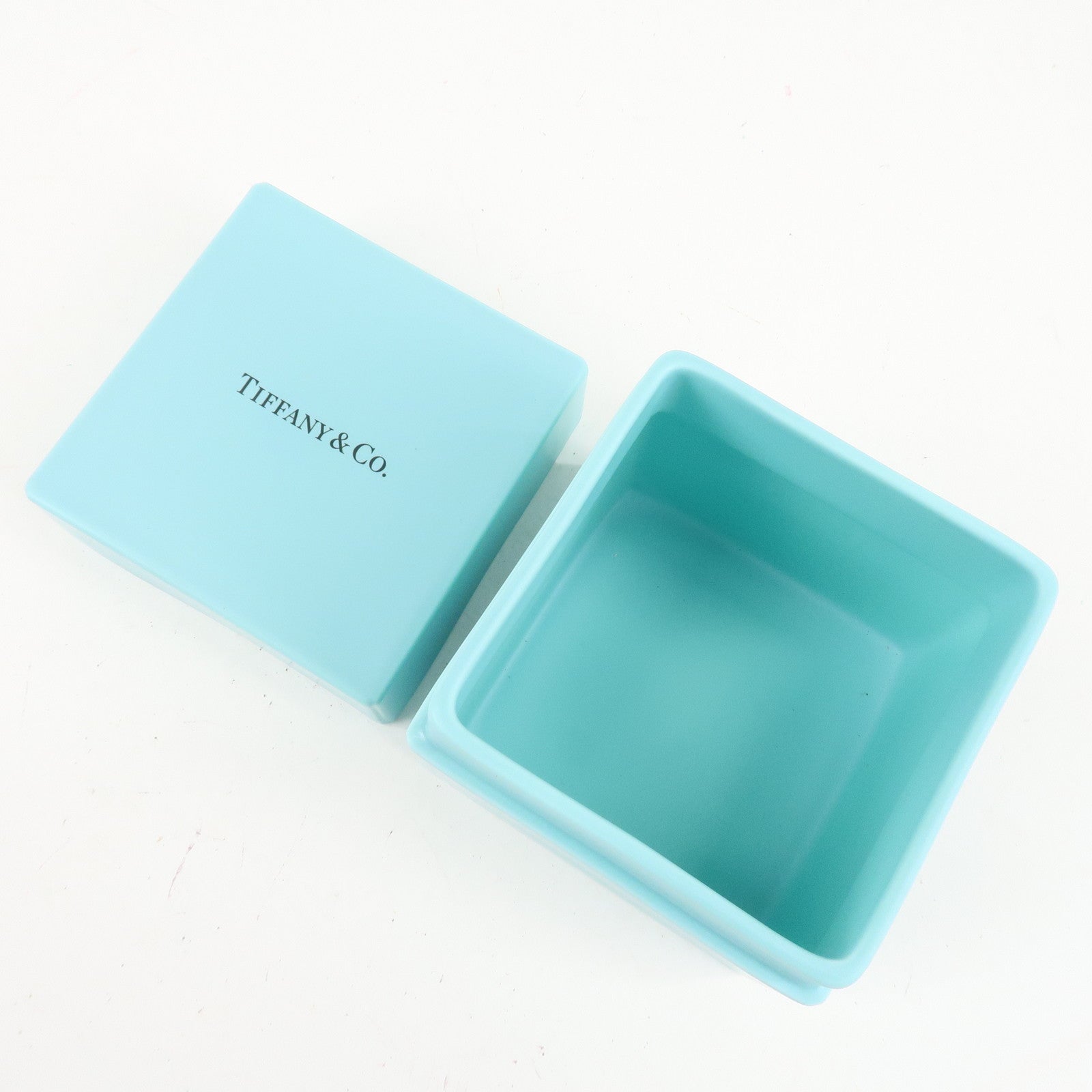 Tiffany&Co. Set of 2 Bone Ash Bone China Pottery Box Blue Used