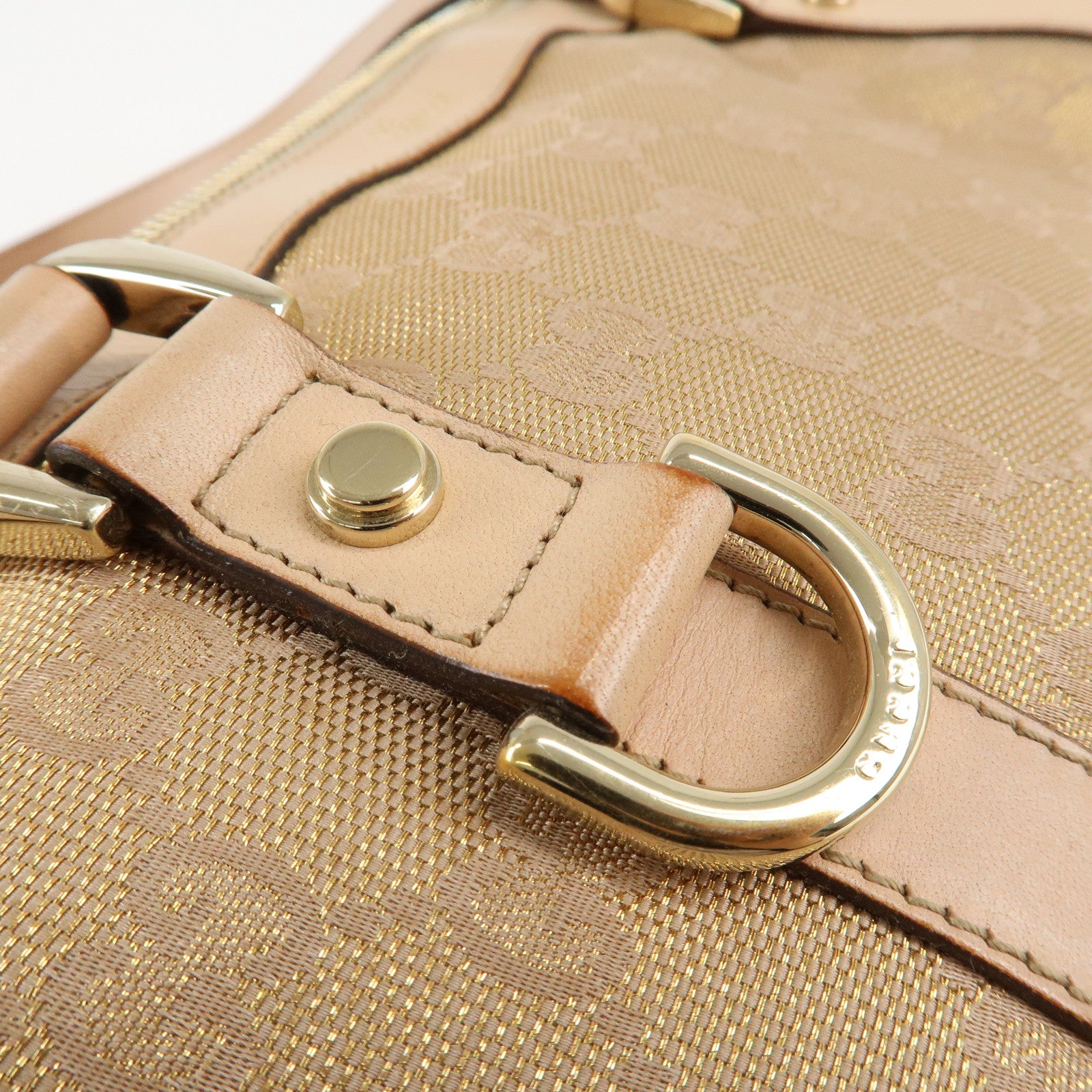 GUCCI Abbey Line GG Canvas Leather Tote Bag Pink White 141470 Used