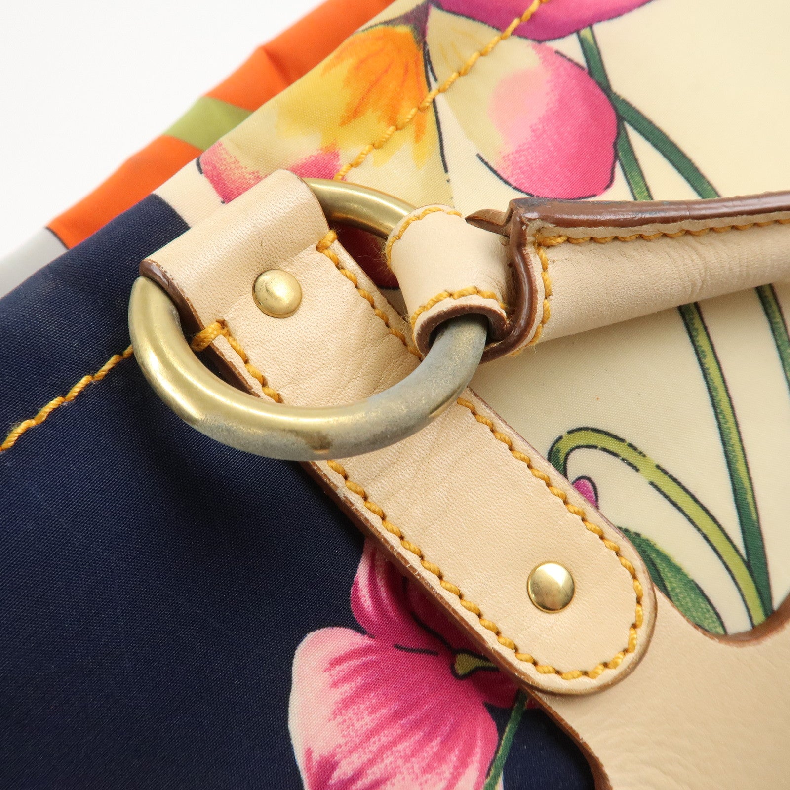 Ferragamo Nylon Leather Tote Bag Animal Multi Color AF-216407 Used