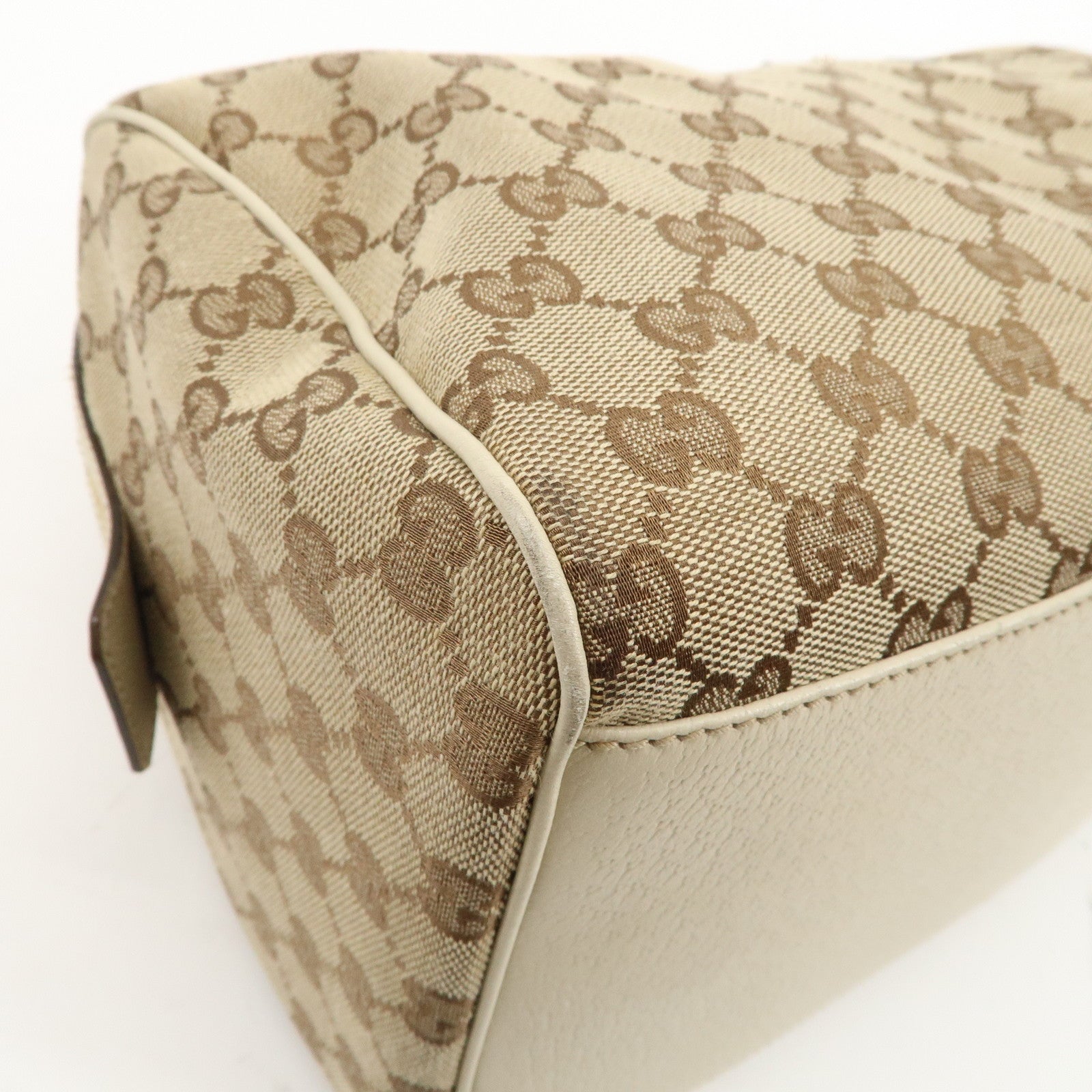 GUCCI Abbey GG Canvas Leather Mini Boston Bag Beige Ivory 153026 Used