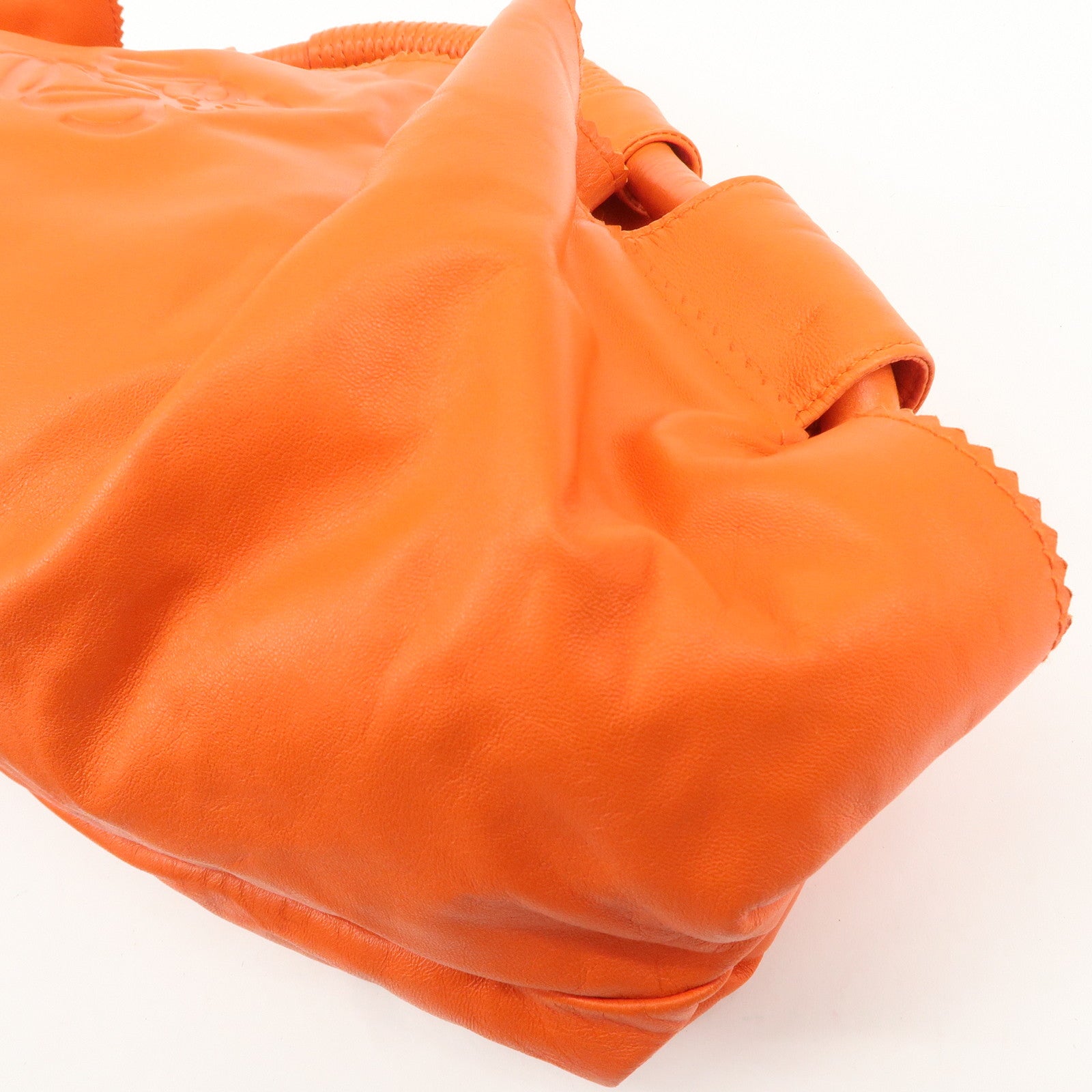 LOEWE Anagram Leather Nappa Aire Hand Shoulder Bag Orange Used