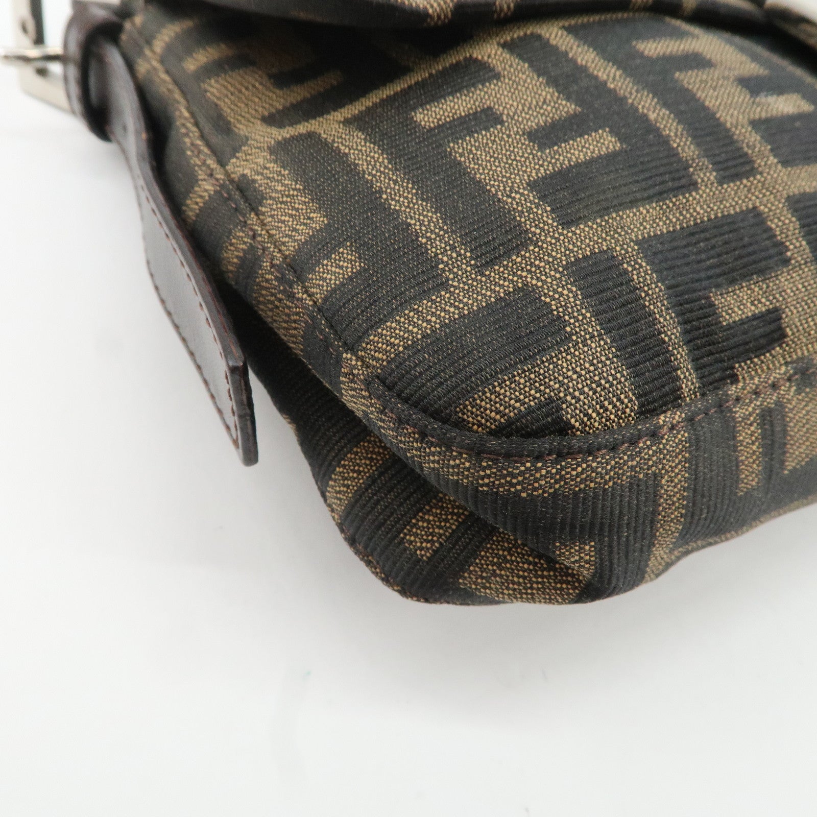 FENDI Mamma Baguette Zucca Canvas Leather Shoulder Bag 26424 Used