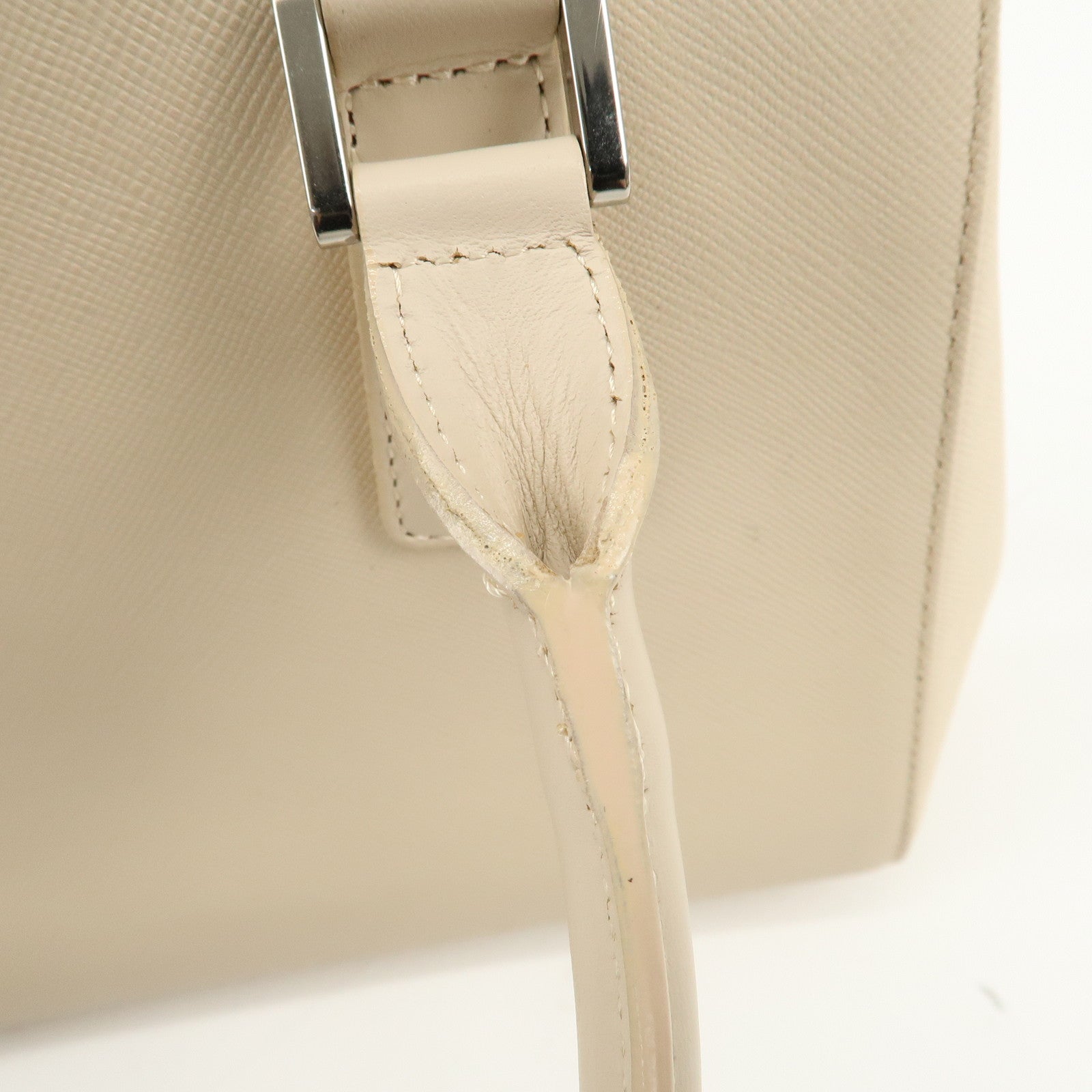 BURBERRY Leather Hand Bag Beige Used