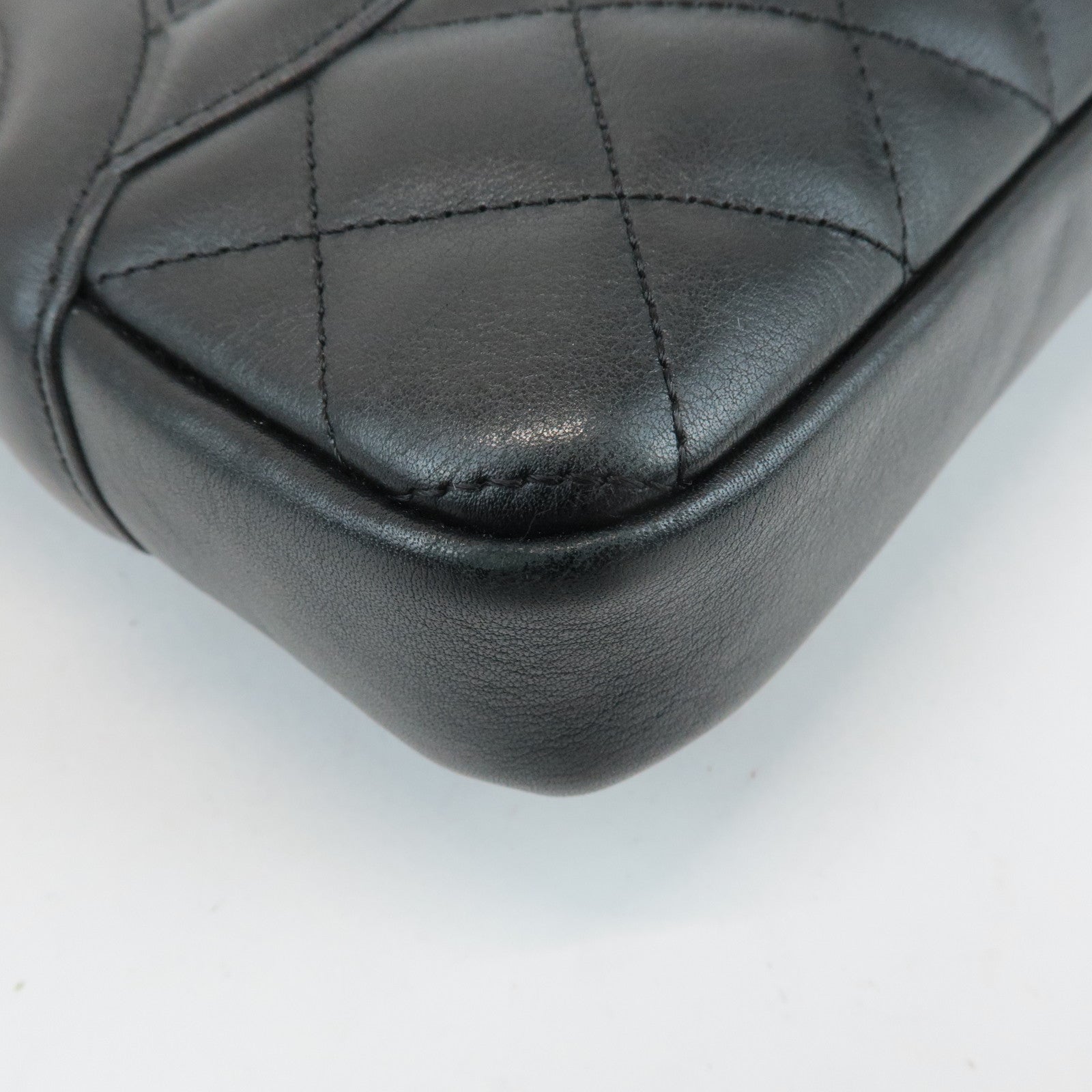CHANEL Cambon Lamb Skin Medium Pochette Shoulder Bag A25178 Used