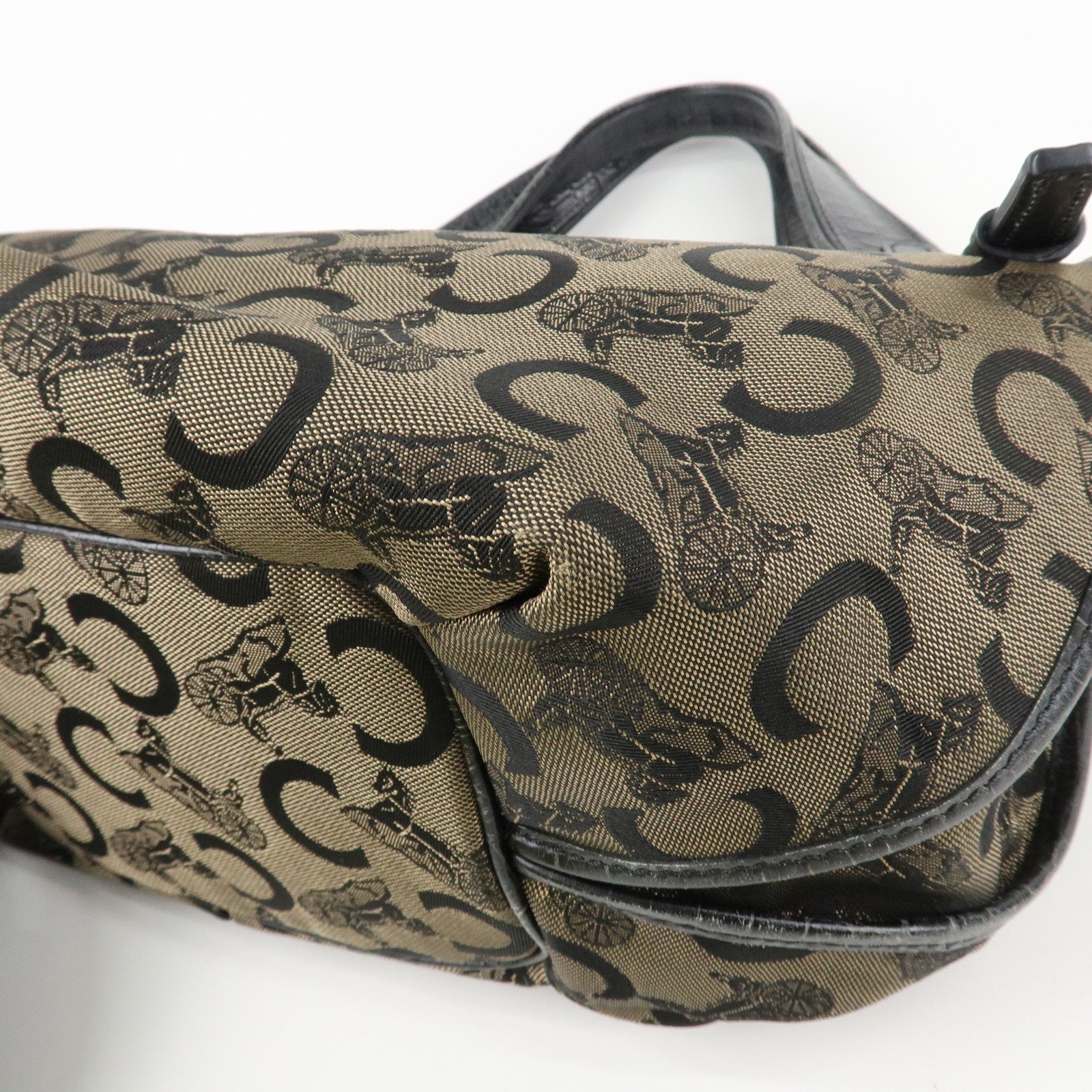 CELINE C Macadam Canvas Embossed Leather Bittersweet Shoulder Bag Used