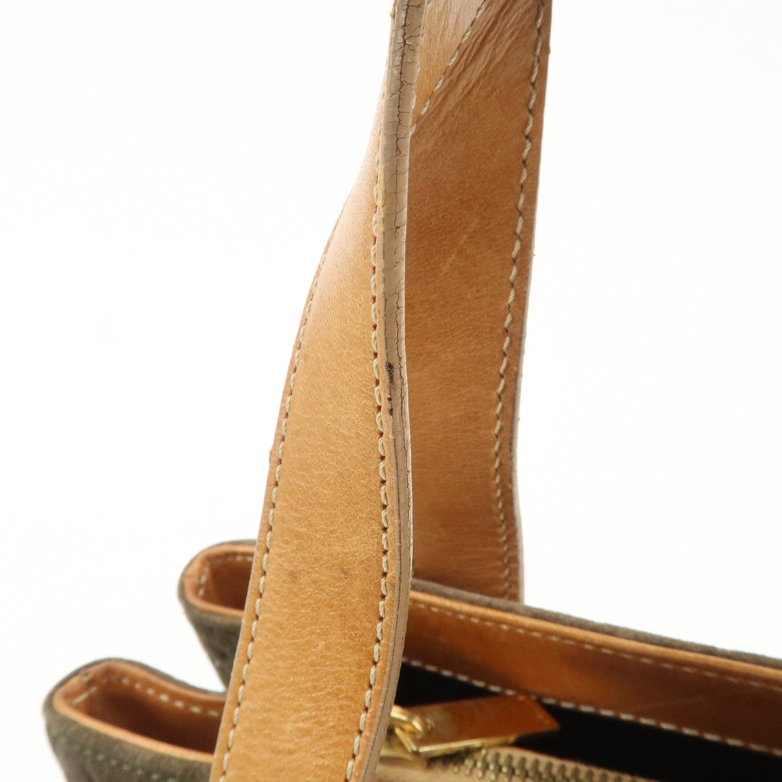 CELINE C Macadam Suede Leather Tote Bag Khaki Brown Used