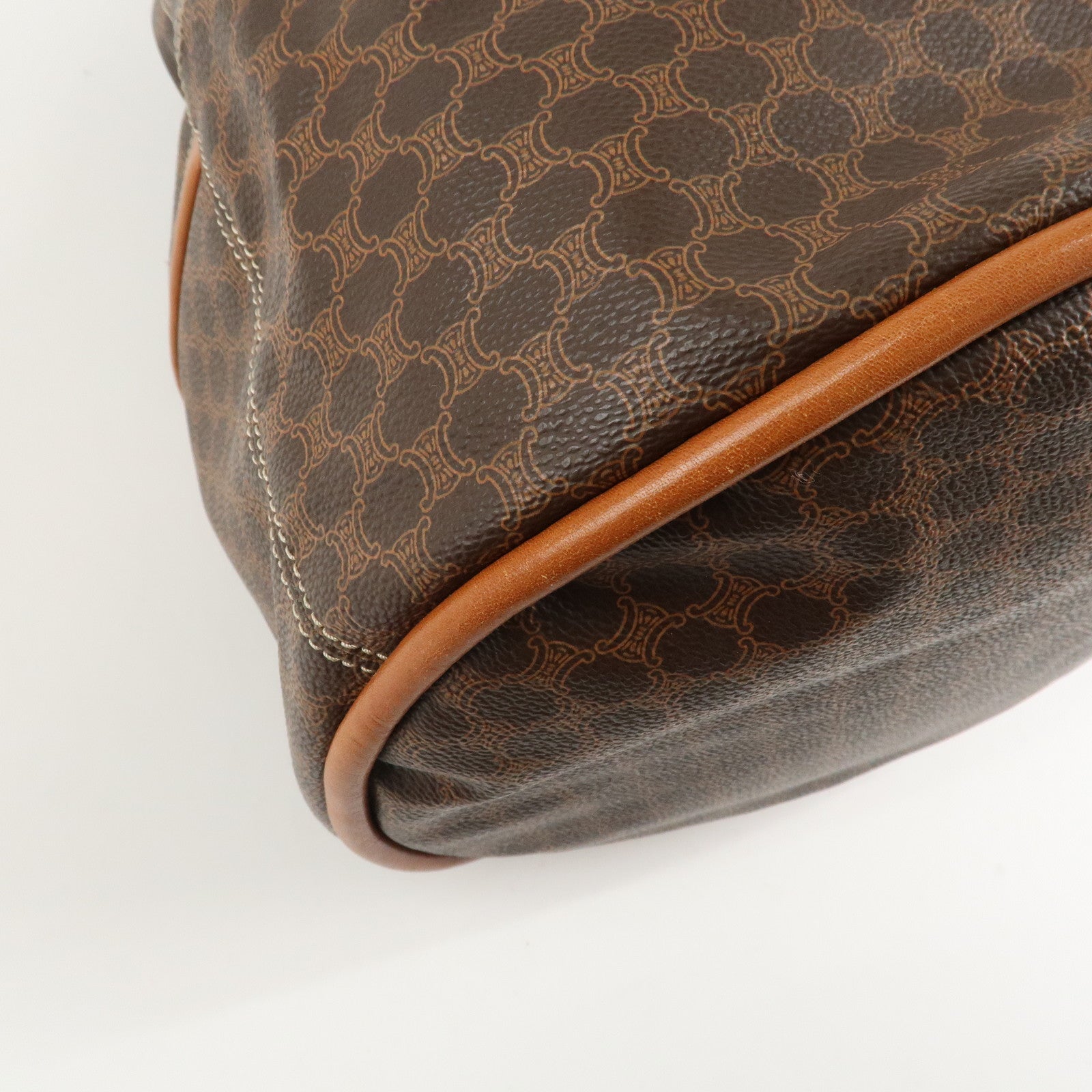 CELINE Macadam PVC Leather One Shoulder Bag Dark Brown Used