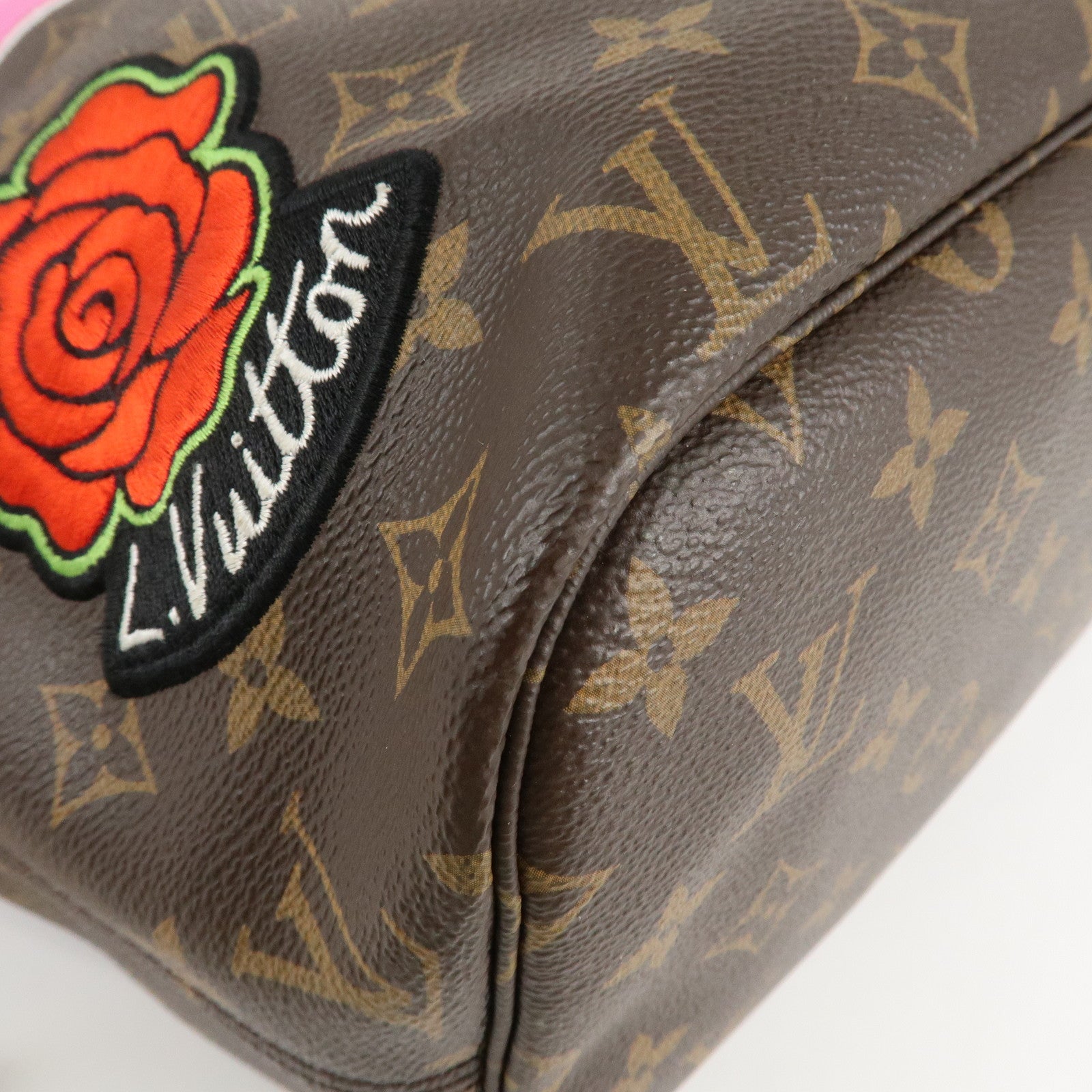 Louis Vuitton Monogram Patches Neverfull MM Tote Bag Pouch M43988 Used