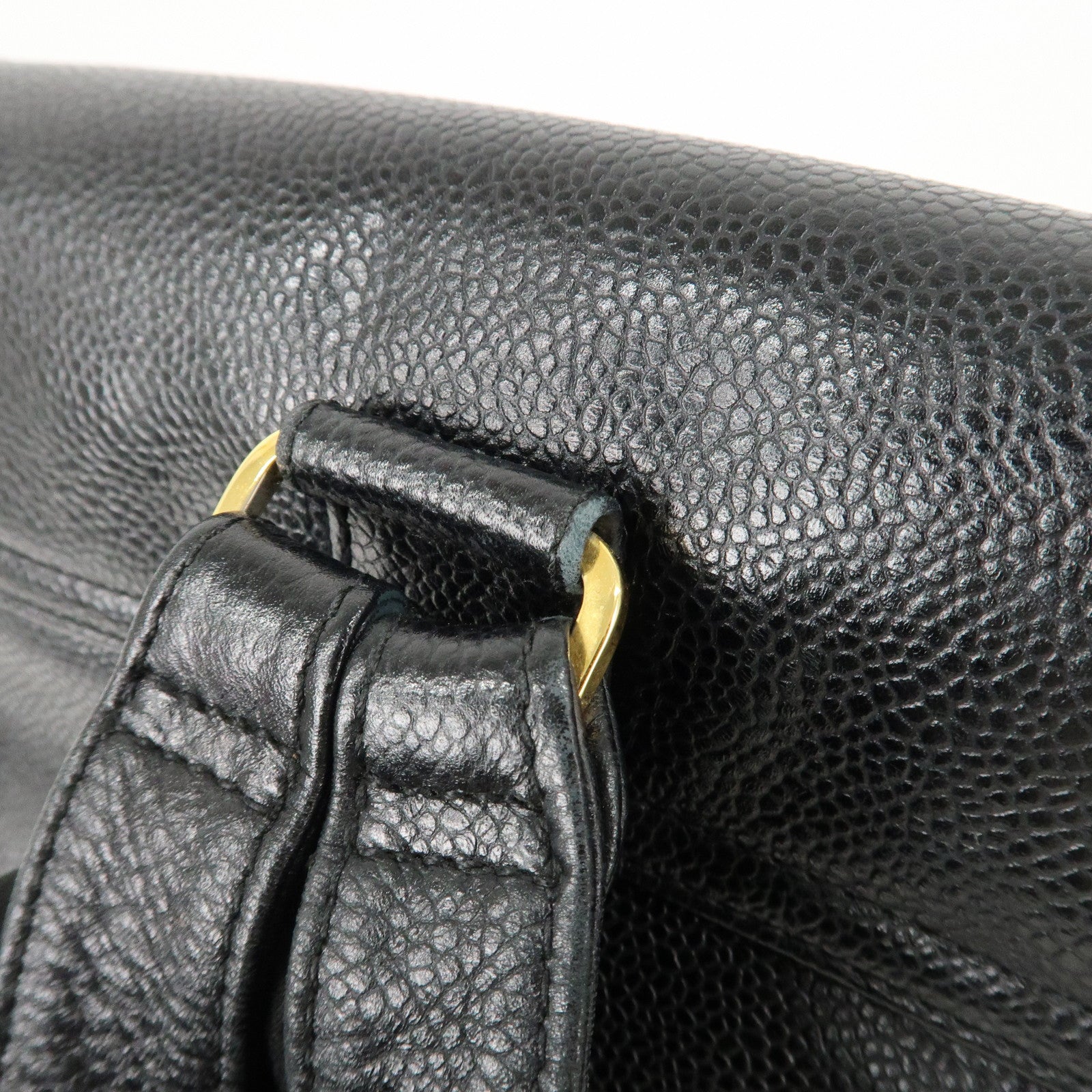 CHANEL Triple COCO Caviar Skin Chain Back Pack Black Gold Used