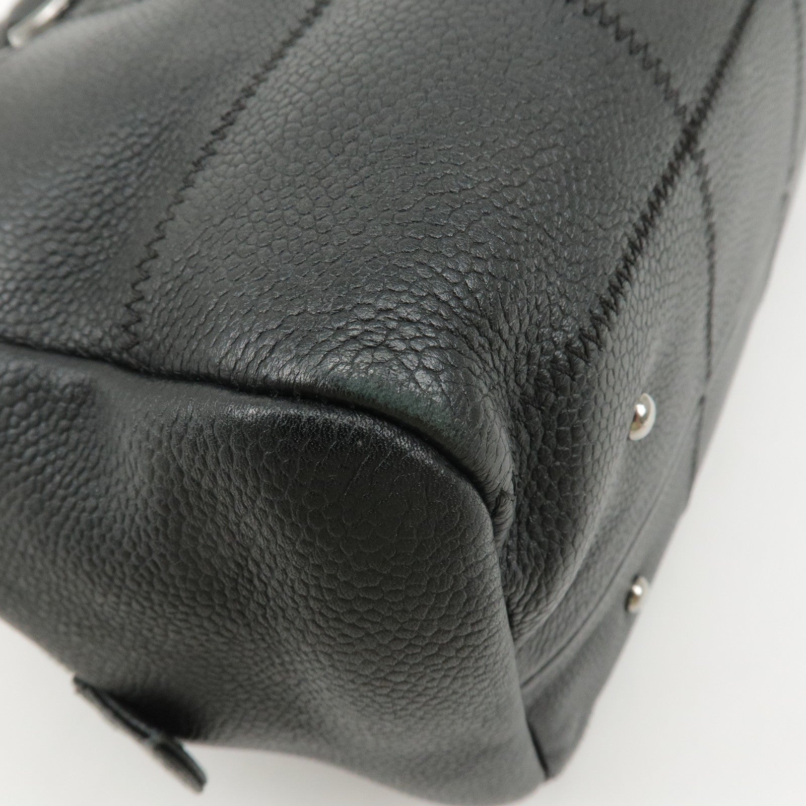 CHANEL Chocolate Bar Lamb Skin Boston Bag Black A26135 Used