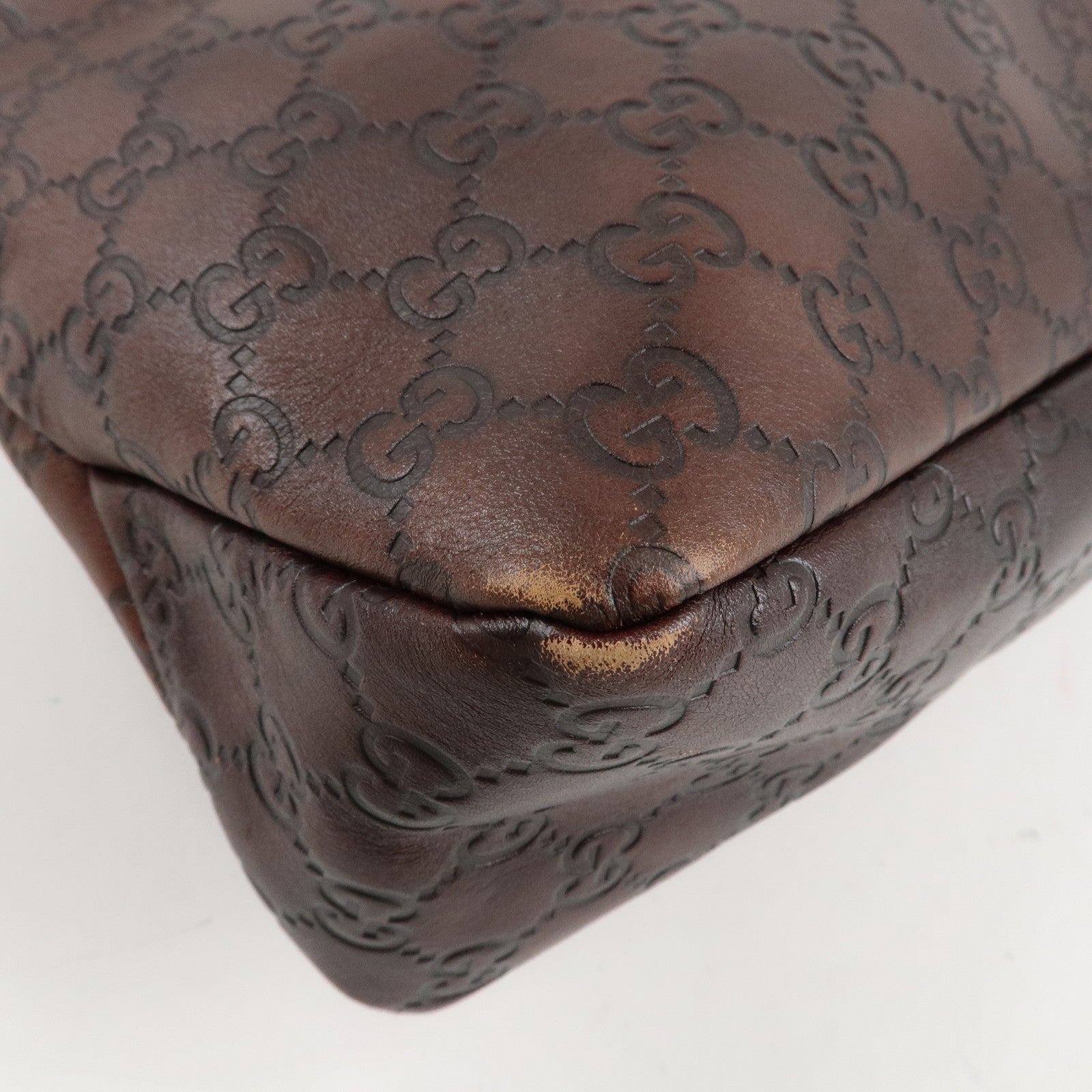 GUCCI Horsebit Guccissima Leather Shoulder Bag Dark Brown 115867 Used