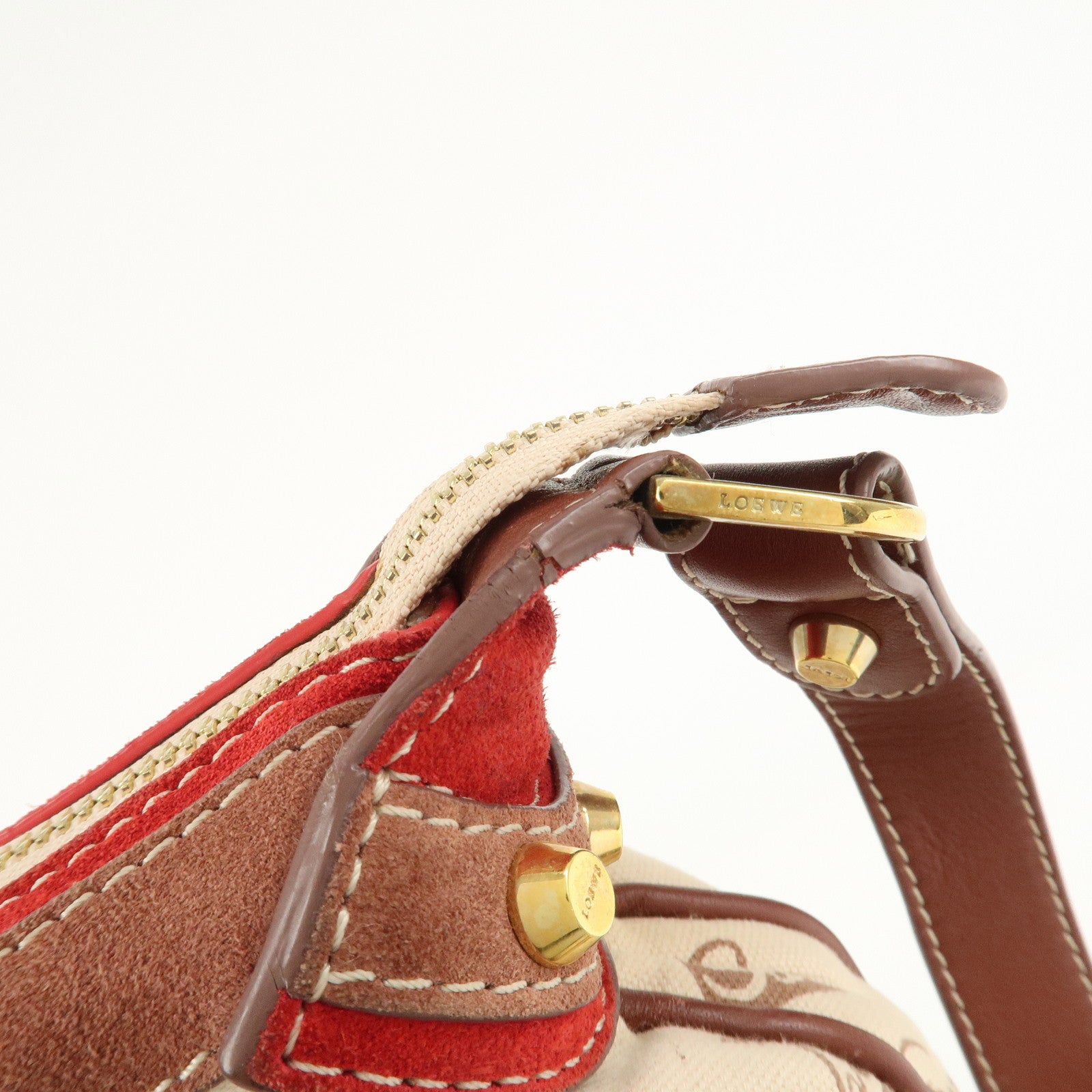 LOEWE Anagram Canvas Leather Suede Shoulder Bag 160th Anniversary Used